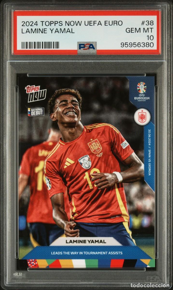 Cromos de F&uacute;tbol: Lamine Yamal #38 Espa&ntilde;a Topps Now UEFA EURO 2024 PSA 10