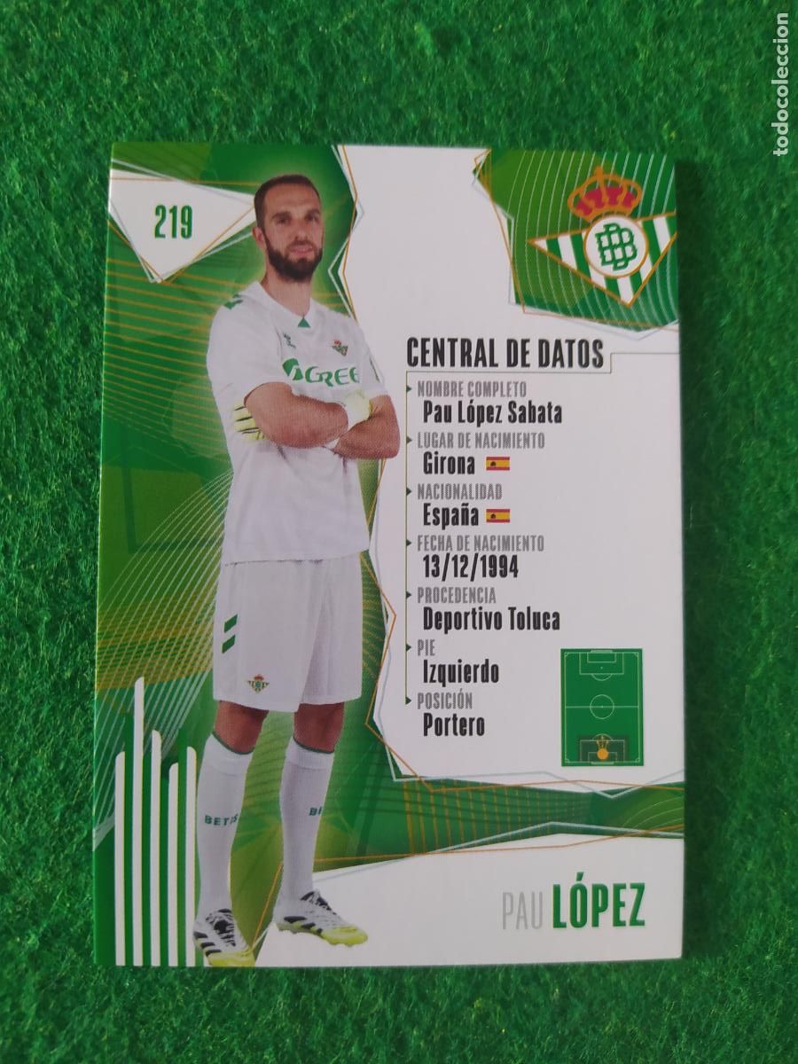 Cromos de F&uacute;tbol: BETIS CARDS 2025 2026 N&ordm; 219 PAU LOPEZ