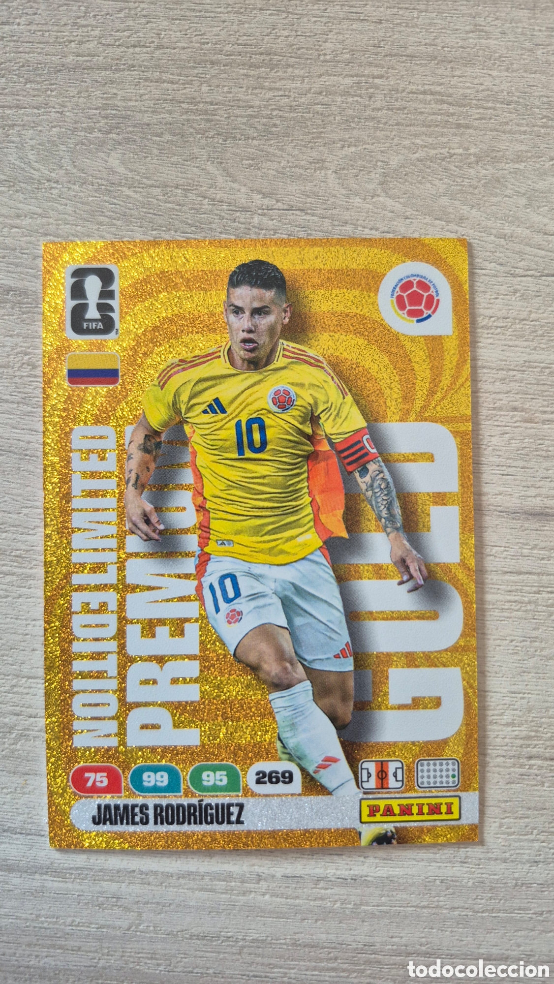 Cromos de F&uacute;tbol: Limited Edition Premium Gold James Rodr&iacute;guez Adrenalyn FIFA World Cup 26
