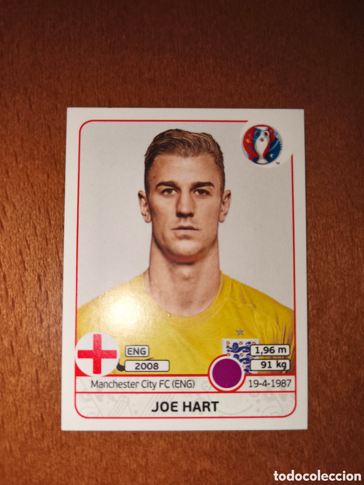 Cromos de F&uacute;tbol: Joe Hart n&deg;129 UEFA Euro 2016 Inglaterra