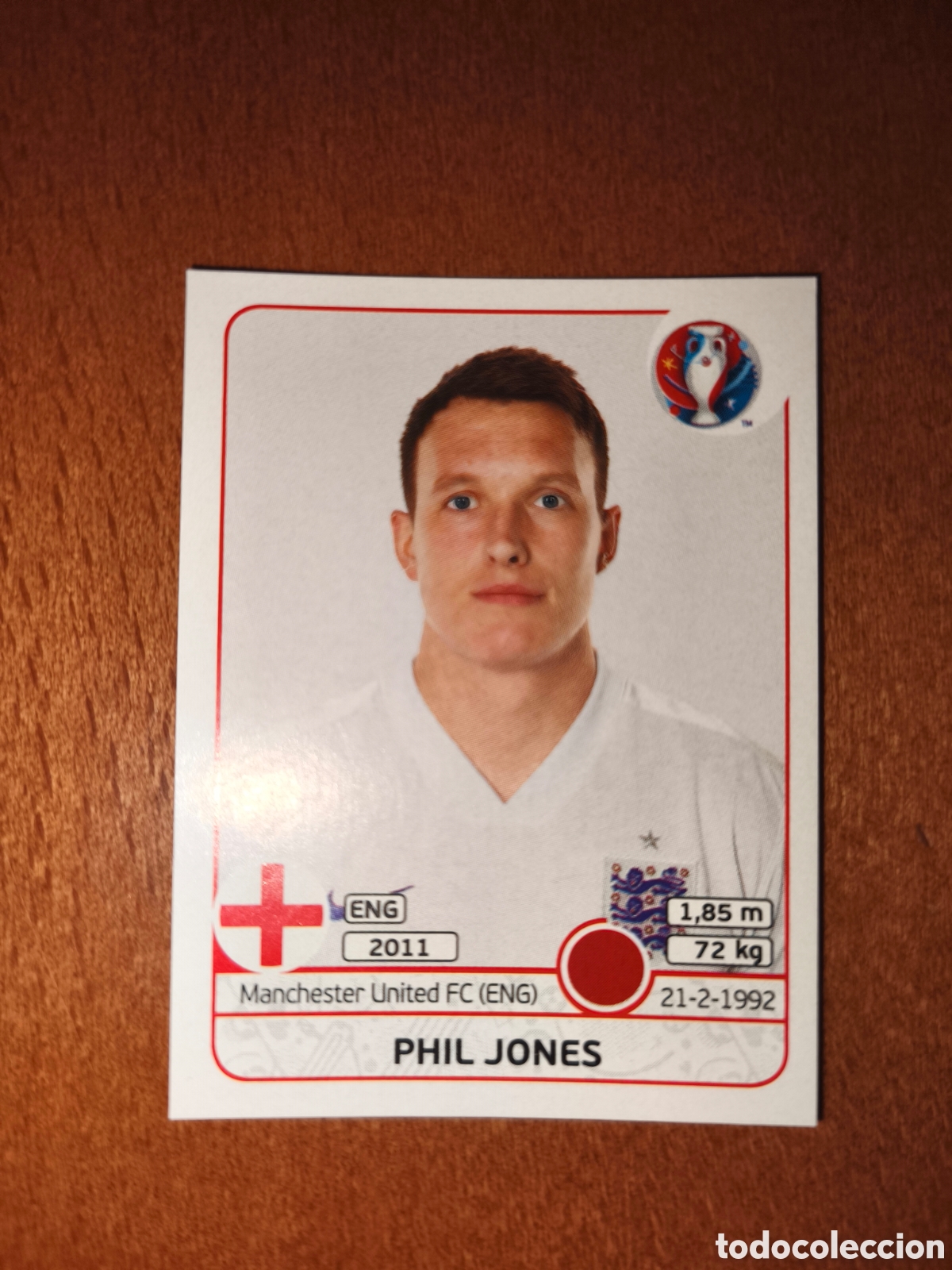 Cromos de F&uacute;tbol: Phil Jones n&deg;132 UEFA Euro 2016 Inglaterra