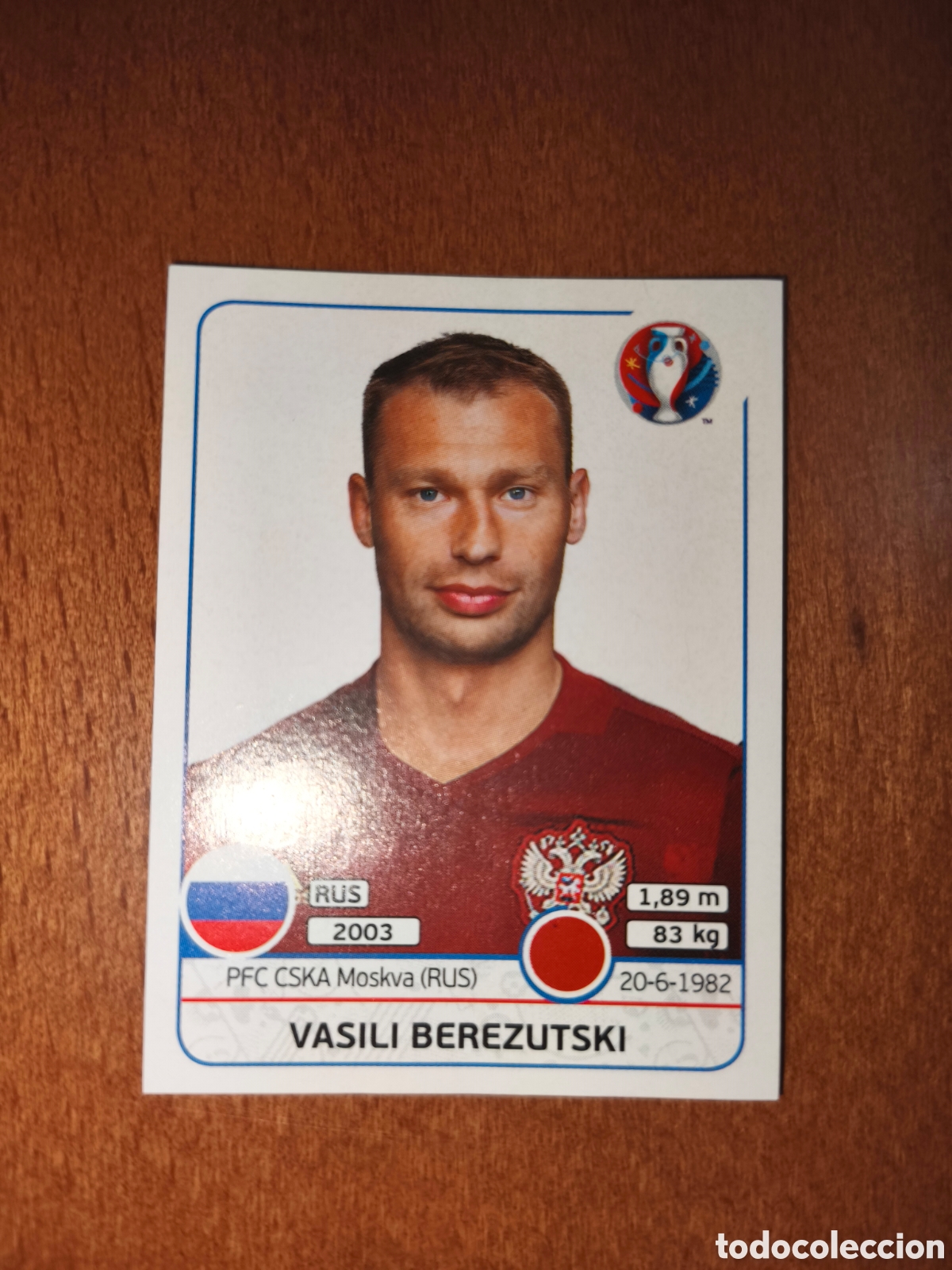 Cromos de F&uacute;tbol: Vasili Berezutski n&deg;165 UEFA Euro 2016 Russia