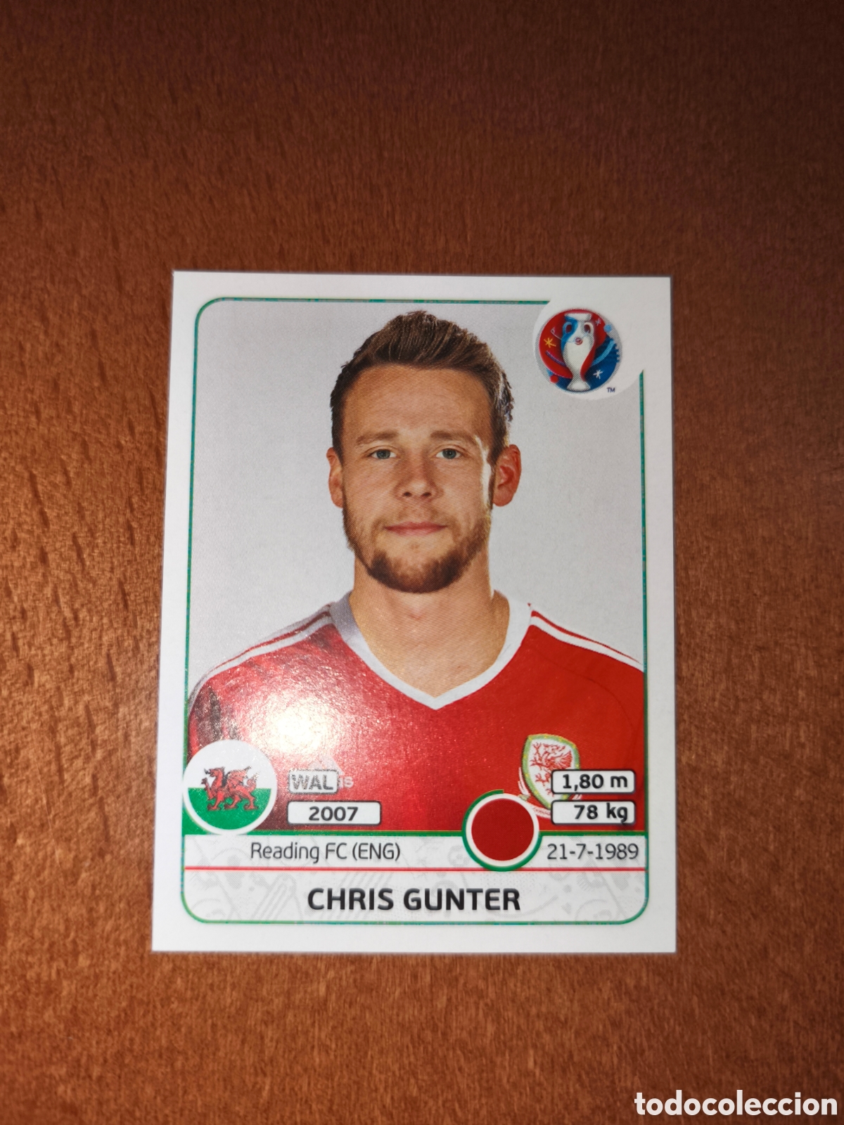 Cromos de F&uacute;tbol: Chris Gunter n&deg;185 UEFA Euro 2016 Gales