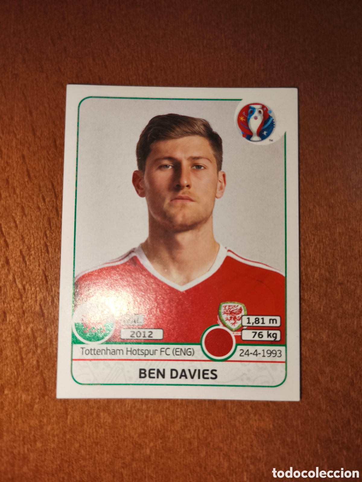 Cromos de F&uacute;tbol: Ben Davies n&deg;186 UEFA Euro 2016 Gales