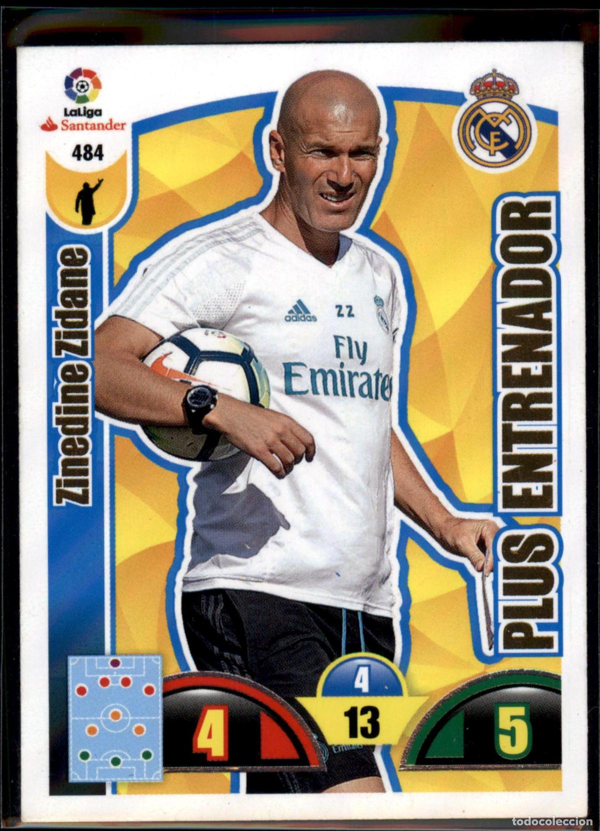 Cromos de F&uacute;tbol: Zinedine Zidane Plus Entrenador N&ordm; 484 Madrid LaLiga Santander Adrenalyn XL 2017 2018 Panini 17 18