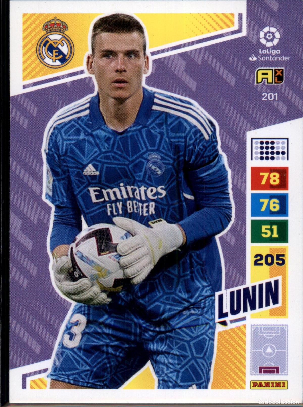 Cartes &agrave; collectionner de Football: Lunin N&ordm; 201 Real Madrid LaLiga Santander Adrenalyn XL 2022 2023 Panini 22 23