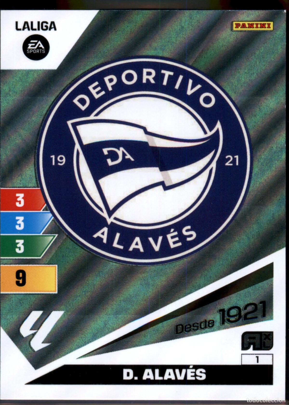 Figurine di Calcio: Escudo Deportivo Alav&eacute;s N&ordm; 1 LaLiga Santander Adrenalyn XL 2023 2024 Panini 23 24