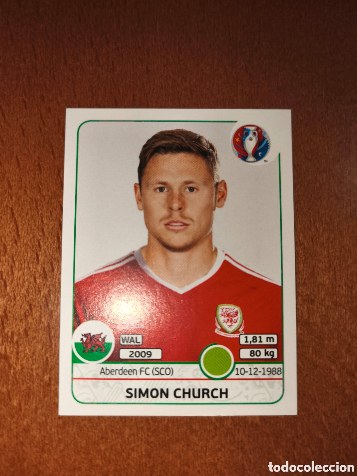 Football Stickers: Simon Church n&deg;198 UEFA Euro 2016 Gales
