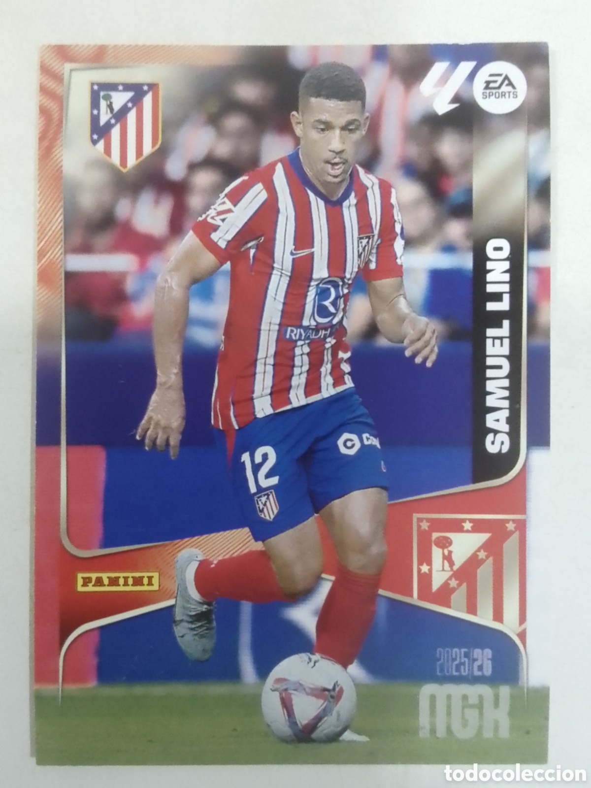 Cromos de F&uacute;tbol: Megacracks 2025/26 n&deg; 68 Samuel Lino &bull; Atl&eacute;tico de Madrid.