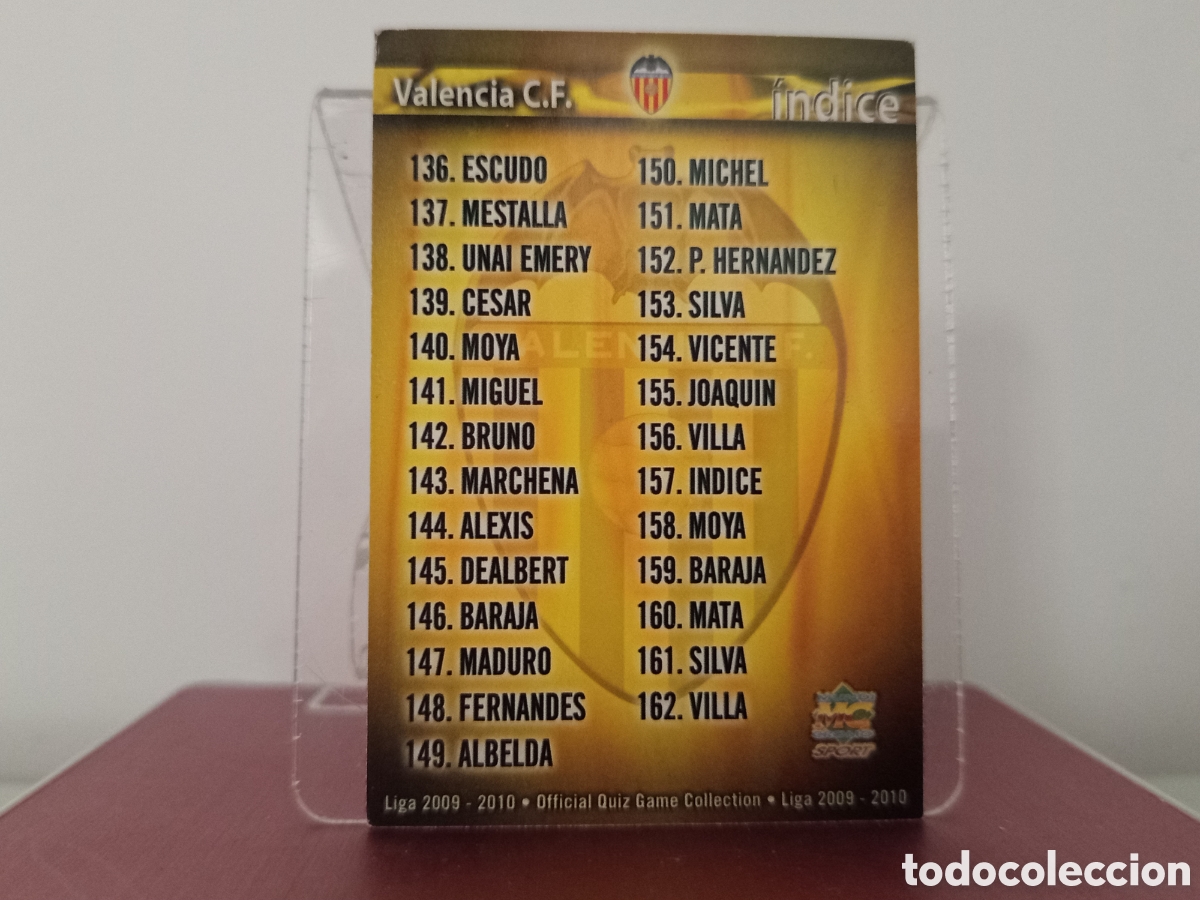 Figurine di Calcio: ❇️ CROMO ⚽ &Iacute;NDICE VALENCIA 157 FICHAS LIGA QUIZ COLLECTION MUNDICROMO ❇️