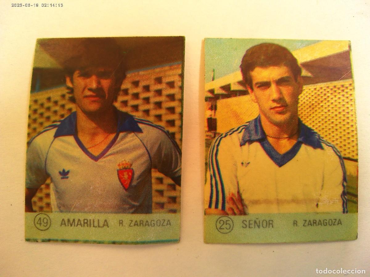 Cromos de F&uacute;tbol: LOTE DE 2 PEGATINAS DE FUTBOL : N&ordm; 25 Y 49, SE&Ntilde;OR Y AMARILLA , REAL ZARAGOZA . A&Ntilde;OS 70