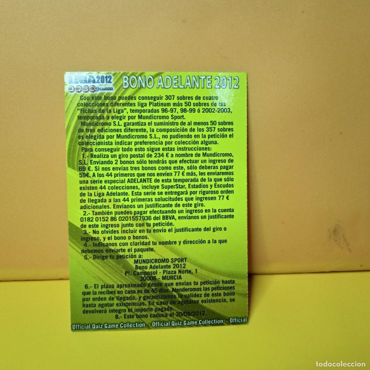 Cromos de F&uacute;tbol: MUNDICROMO 2011 2012 11 12 BONO ADELANTE 2012, COMOD&Iacute;N ADELANTE