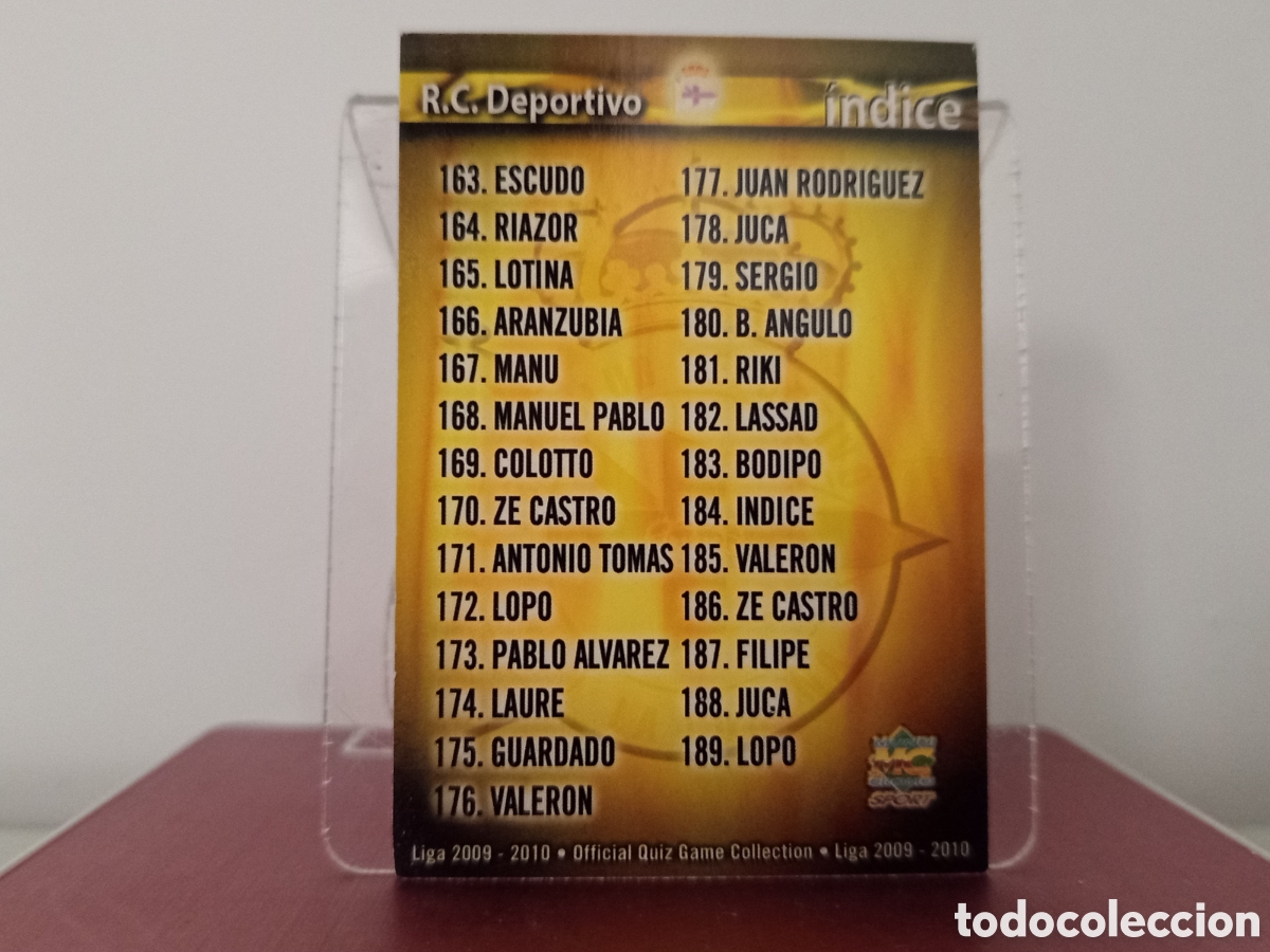 Cromos de F&uacute;tbol: ❇️ CROMO ⚽ &Iacute;NDICE DEPORTIVO DE LA CORU&Ntilde;A 169 FICHAS LIGA QUIZ COLLECTION MUNDICROMO ❇️