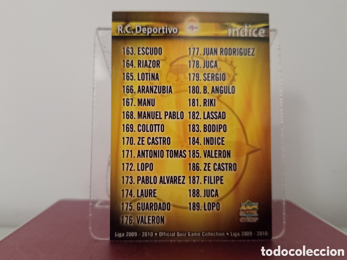 Cromos de F&uacute;tbol: ❇️ CROMO ⚽ &Iacute;NDICE DEPORTIVO DE LA CORU&Ntilde;A 169 FICHAS LIGA QUIZ COLLECTION MUNDICROMO ❇️