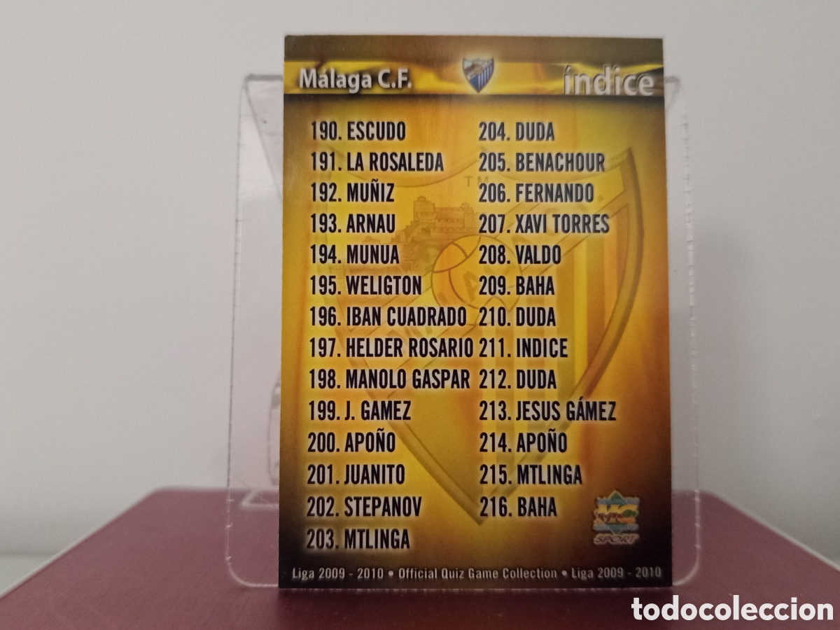 Cartes &agrave; collectionner de Football: ❇️ CROMO ⚽ &Iacute;NDICE M&Aacute;LAGA 211 FICHAS LIGA QUIZ COLLECTION MUNDICROMO ❇️