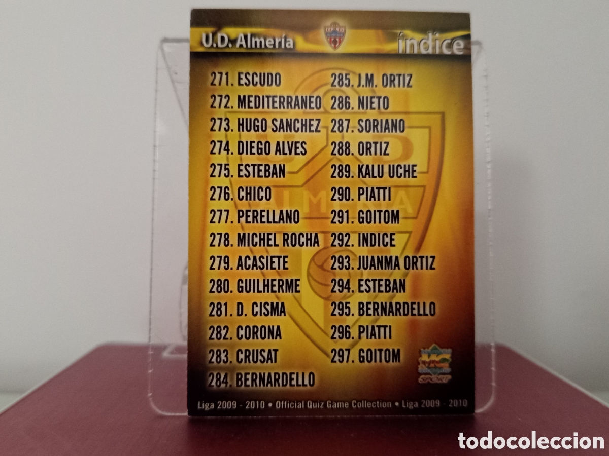 Figurine di Calcio: ❇️ CROMO ⚽ &Iacute;NDICE ALMER&Iacute;A 292 FICHAS LIGA QUIZ COLLECTION MUNDICROMO ❇️