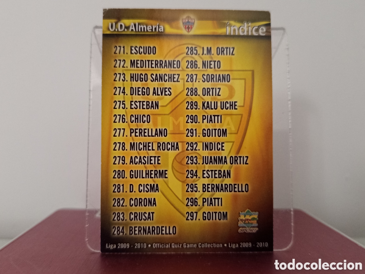 Figurine di Calcio: ❇️ CROMO ⚽ &Iacute;NDICE ALMER&Iacute;A 292 FICHAS LIGA QUIZ COLLECTION MUNDICROMO ❇️