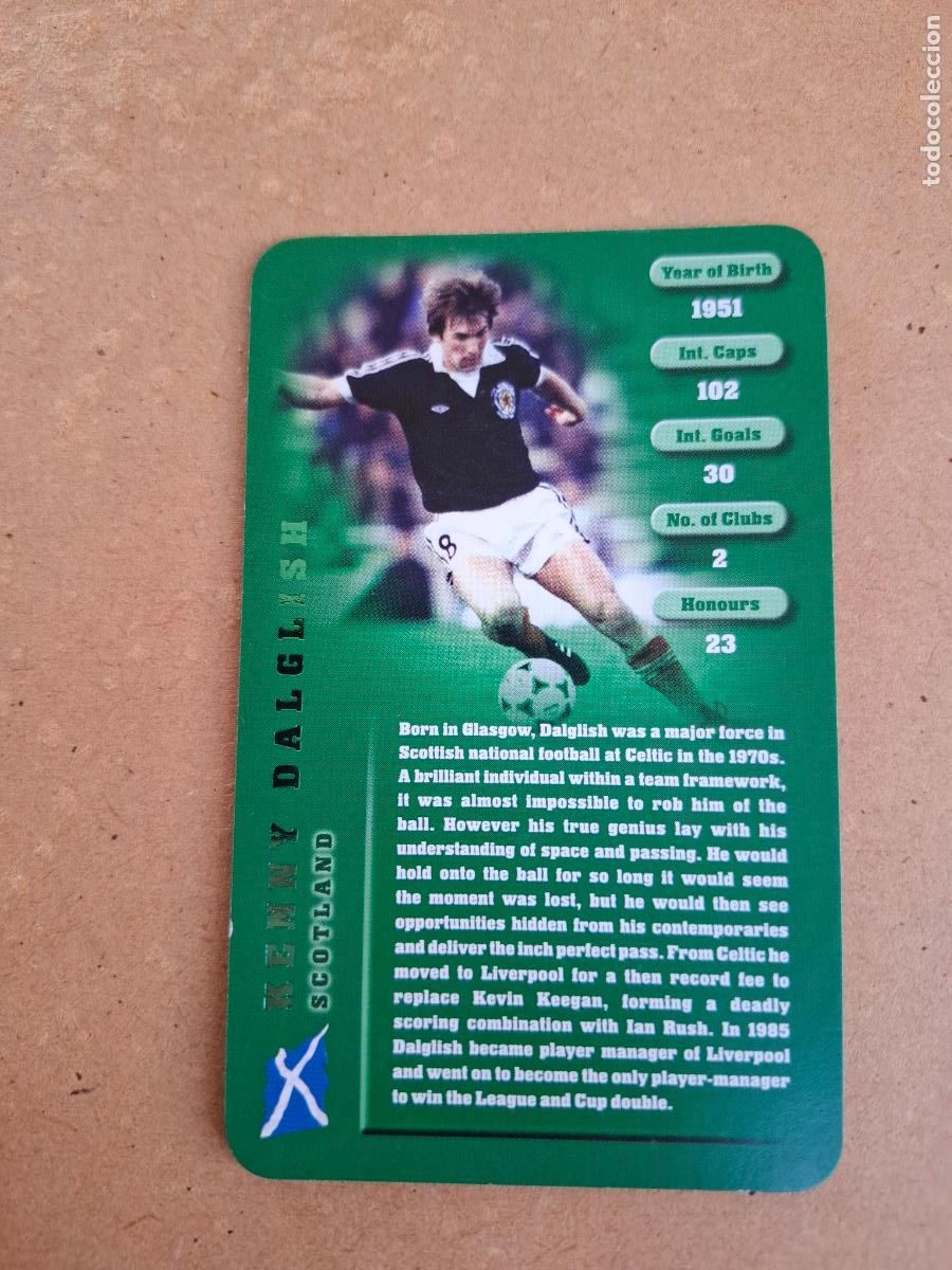 Fu&szlig;ball-Sticker: CARD KENNY DALGLISH - ESCOCIA / SCOTLAND - TOP TRUMPS FOOTBALL LEGENDS