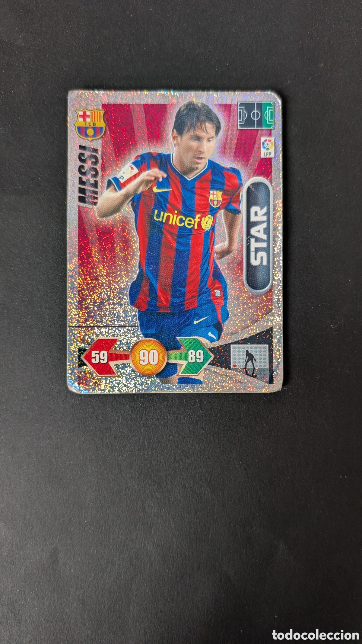 Cromos de F&uacute;tbol: MESSI BARCELONA STAR BRILLANTINA FINA ADRENALYN XL LIGA 2009/10 09 10 PANINI REGULAR ESTADO