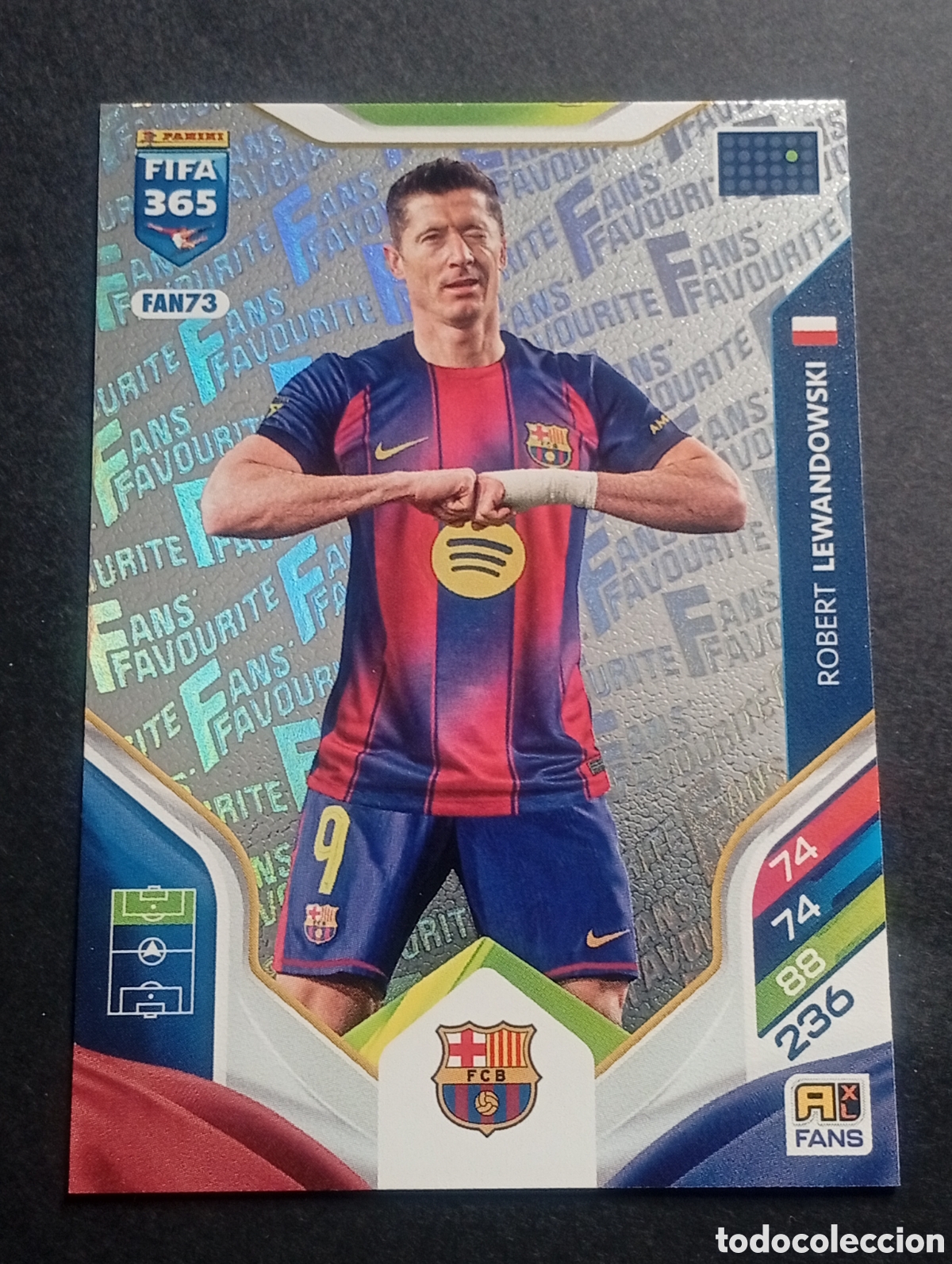 Cromos de F&uacute;tbol: FAN73 base fan LEWANDOWSKI BARCELONA ADRENALYN FIFA 365 2025 2026 25 26 CARD CROMO PANINI TOPPS