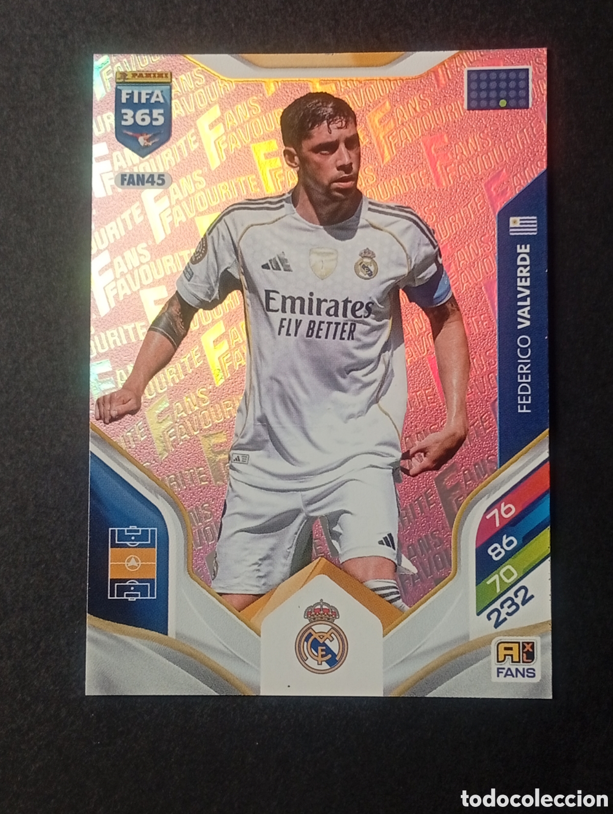 Cromos de F&uacute;tbol: FAN45 paralela Pink FEDE VALVERDE REAL MADRID ADRENALYN FIFA 365 2025 2026 25 26 CARD PANINI TOPPS