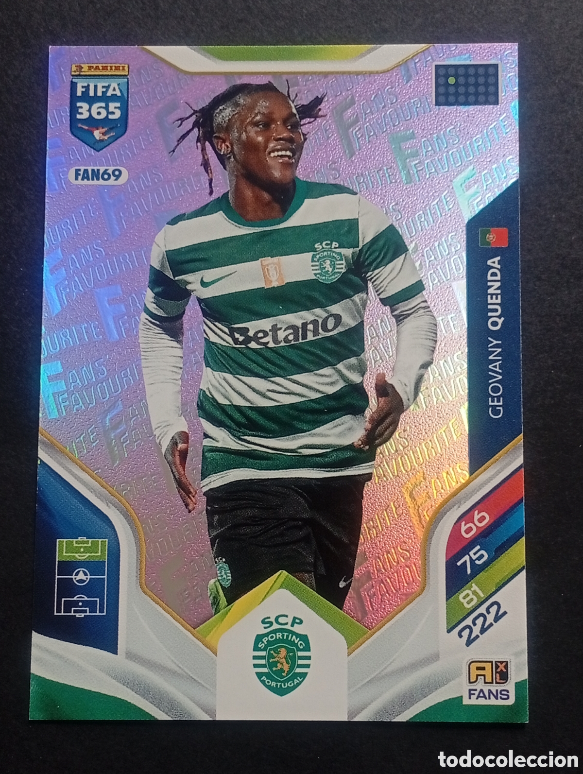 Cromos de F&uacute;tbol: FAN69 paralela Pink QUENDA SPORTING PORTUGAL ADRENALYN FIFA 365 2025 2026 25 26 CARD PANINI TOPPS