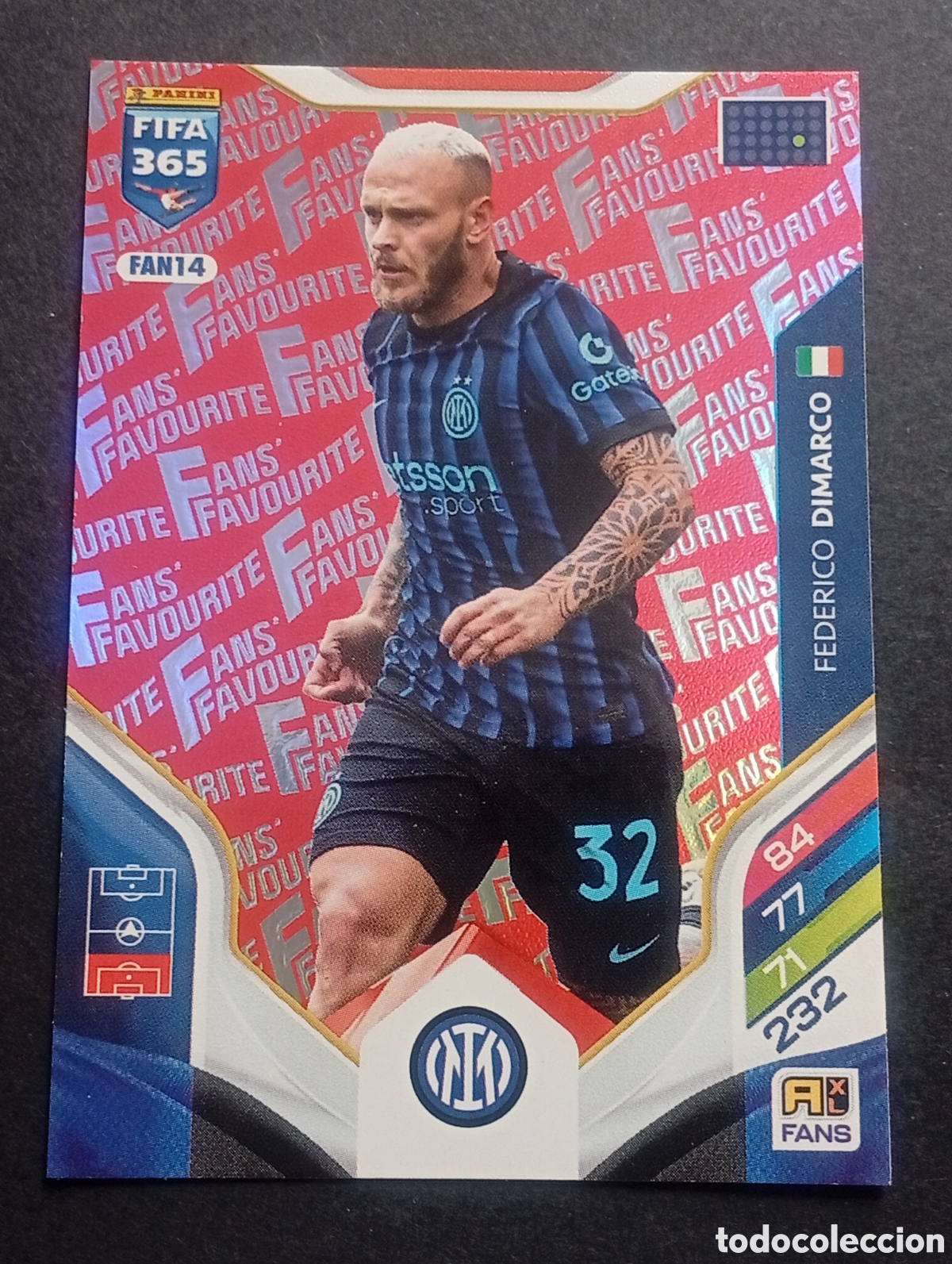 Cromos de Futebol: FAN14 paralela red DIMARCO INTER MILAN UEFA ADRENALYN 365 2025 2026 26 CROMO CARD PANINI TOPPS FIFA
