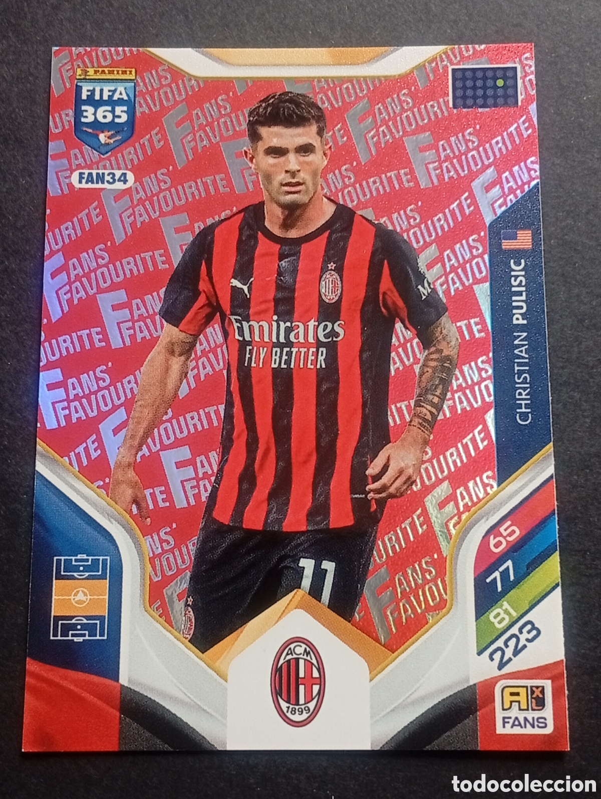 Cromos de F&uacute;tbol: FAN34 fan legend red PULISIC MILAN ADRENALYN 365 2025 2026 25 26 CARD CROMO PANINI TOPPS USA EEUU US