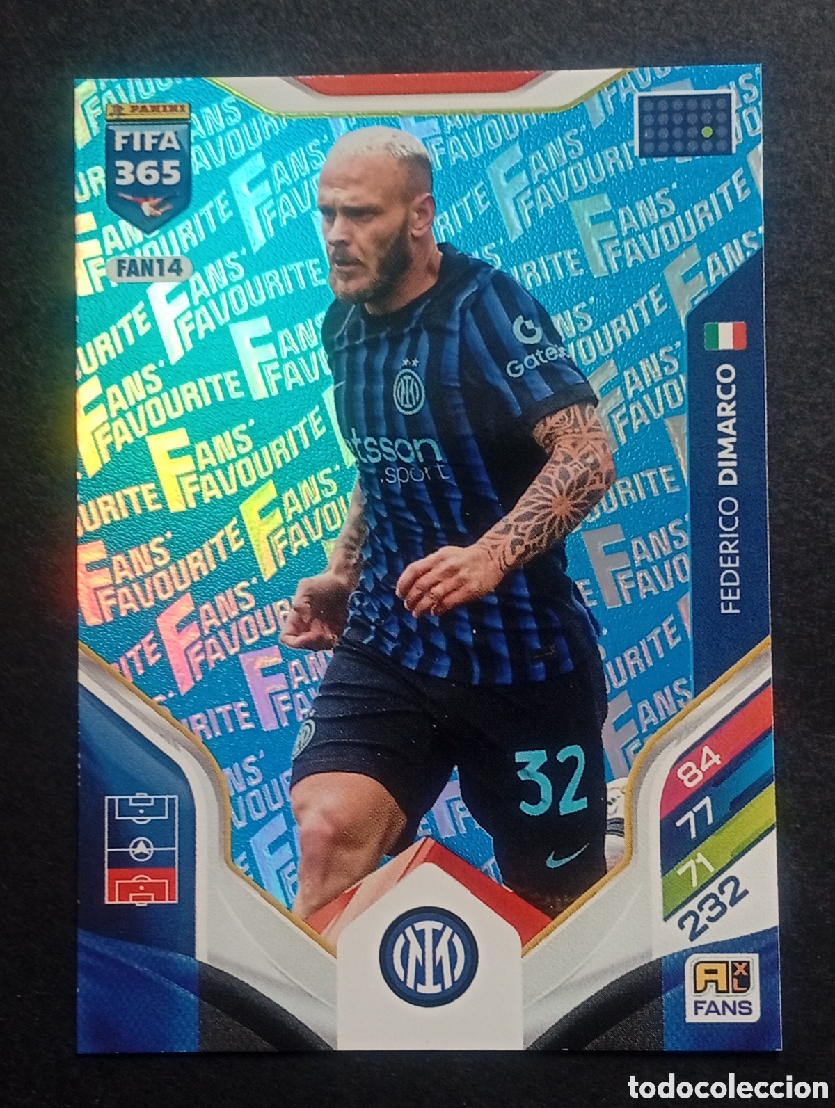 Cromos de F&uacute;tbol: FAN14 paralela blue DIMARCO INTER MILAN UEFA ADRENALYN 365 2025 2026 26 CROMO CARD PANINI TOPPS FIFA