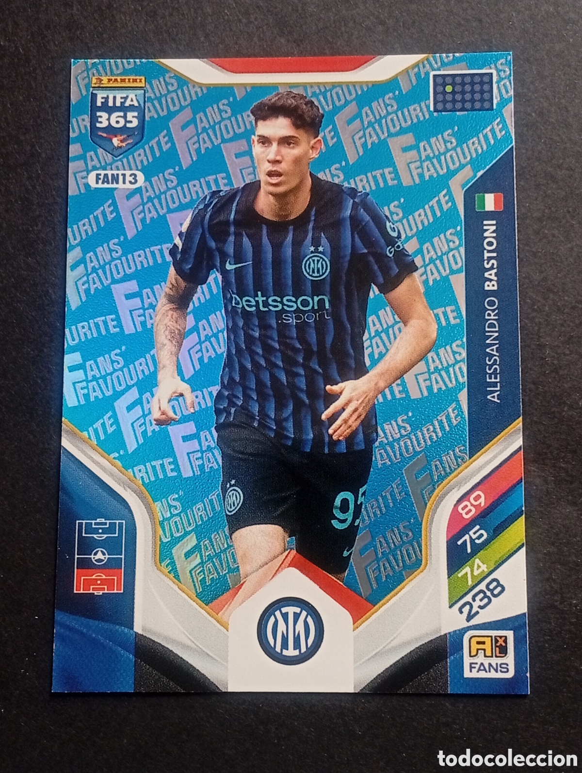 Cromos de F&uacute;tbol: FAN13 blue BASTONI INTER MILAN UEFA ADRENALYN 365 2025 2026 26 CROMo PANINI TOPPS