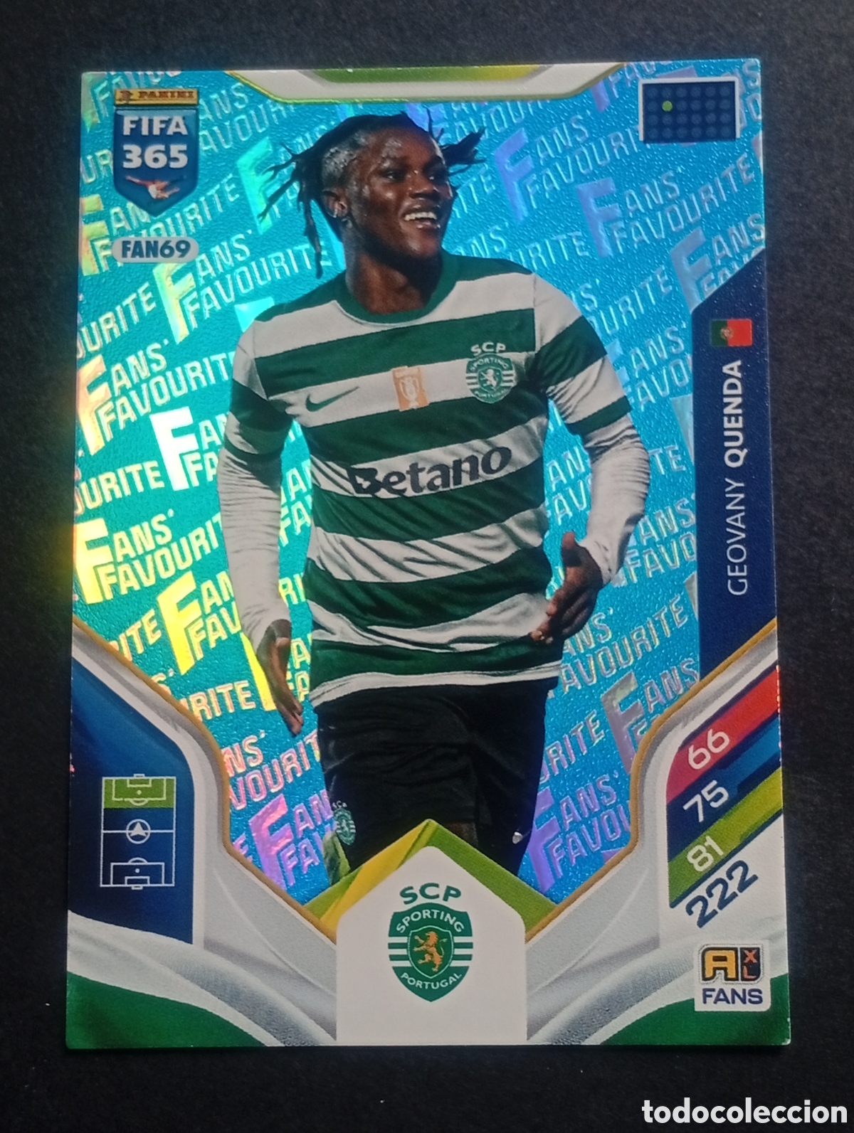 Cromos de F&uacute;tbol: FAN69 paralela blue QUENDA SPORTING PORTUGAL ADRENALYN FIFA 365 2025 2026 25 26 CARD PANINI TOPPS