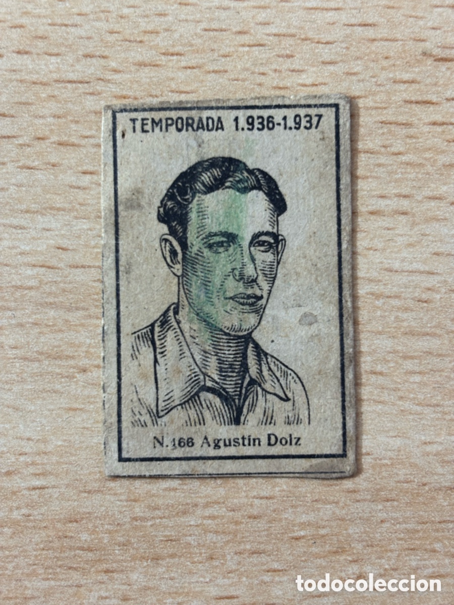 Cromos de F&uacute;tbol: Agust&iacute;n Dolz Levante UD. Temporada 1936-37. Cromo de caja de cerillas