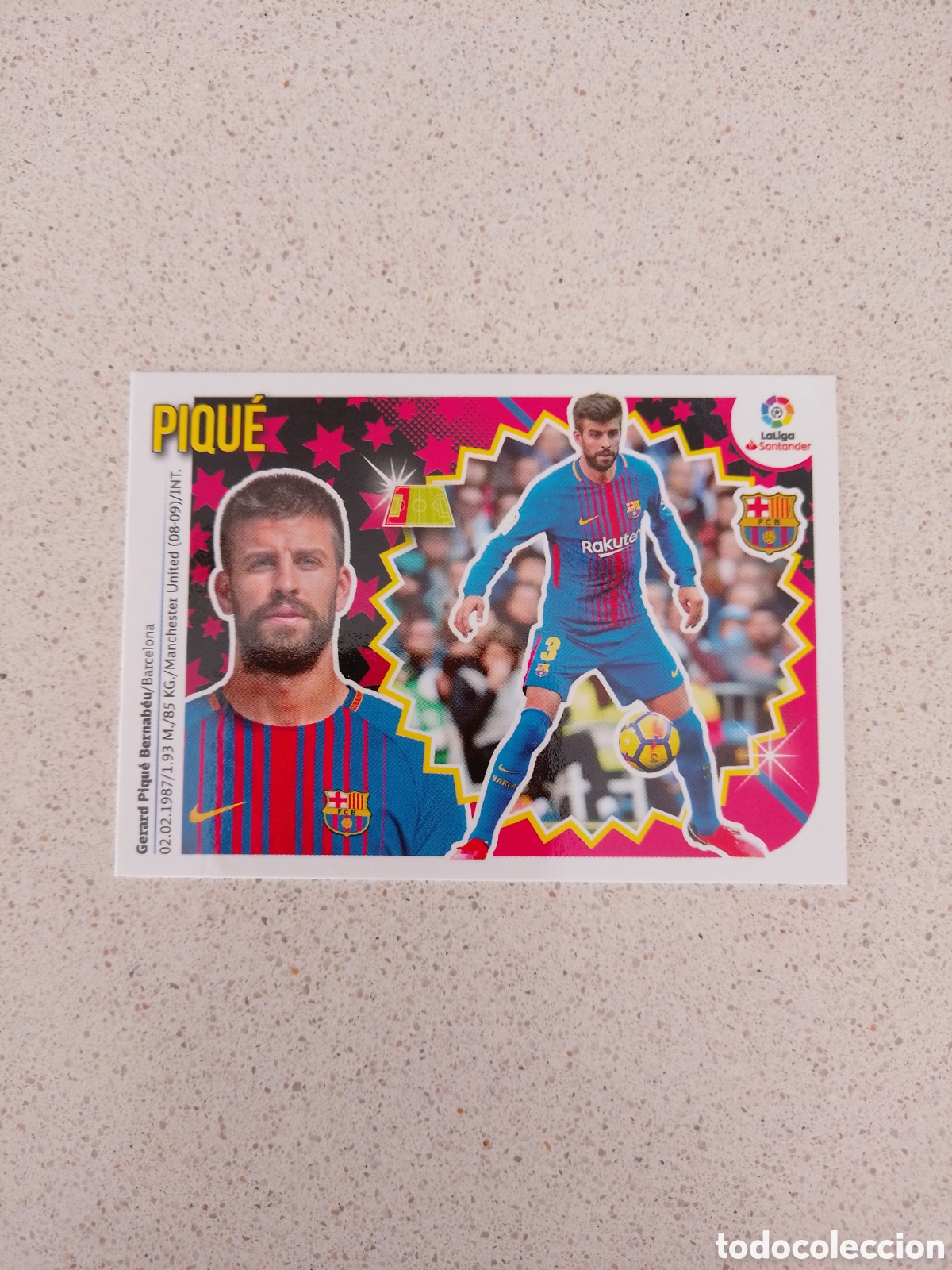 Cromos de F&uacute;tbol: CROMO N&Uacute;MERO 5 PIQU&Eacute; FC BARCELONA. LIGA ESTE 18/19.