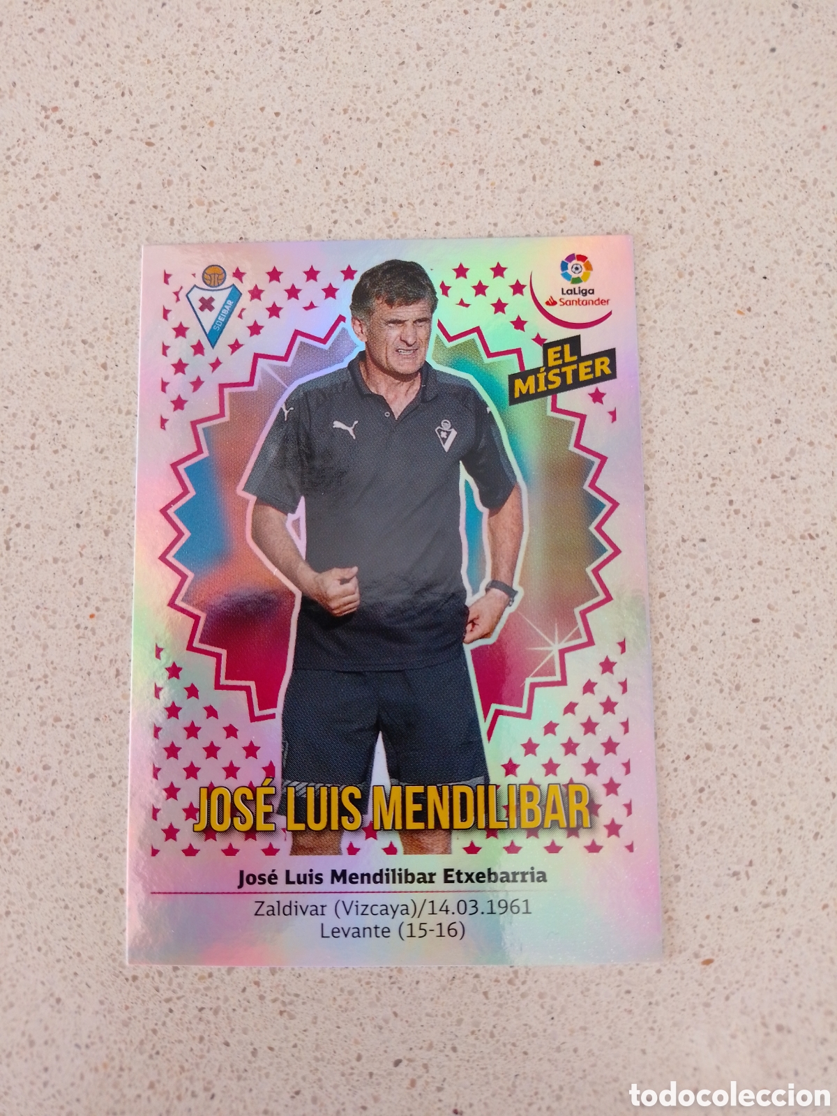 Fu&szlig;ball-Sticker: CROMO N&Uacute;MERO 14 JOS&Eacute; LUIS MENDILIBAR EIBAR. LIGA ESTE 18/19.