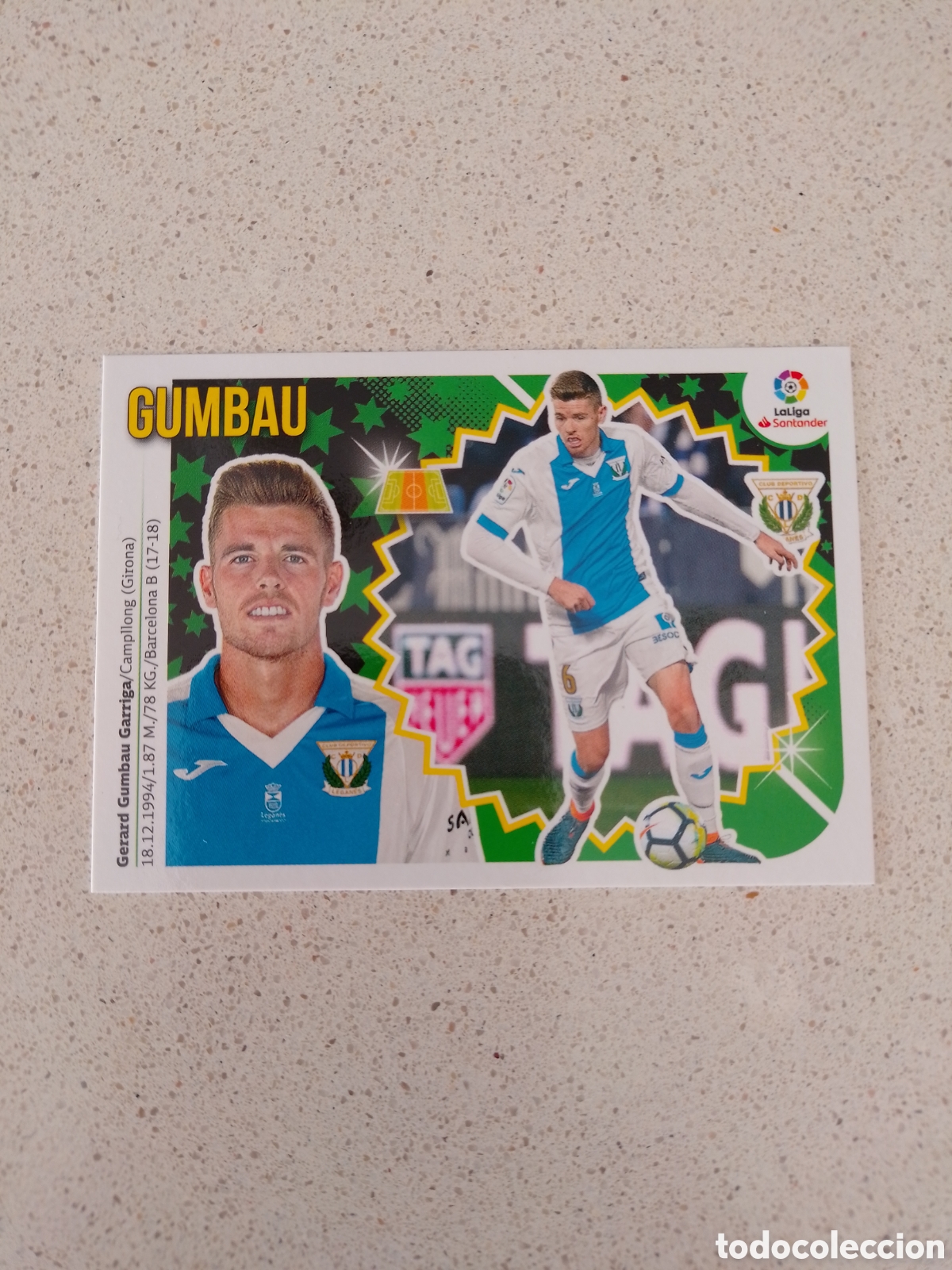 Cromos de F&uacute;tbol: CROMO N&Uacute;MERO 9 GUMBAU LEGAN&Eacute;S. LIGA ESTE 18/19.