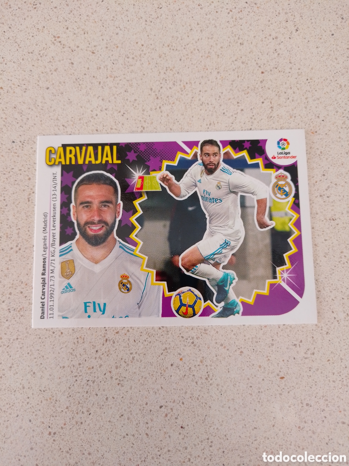 Cromos de Futebol: CROMO N&Uacute;MERO 3 CARVAJAL REAL MADRID. LIGA ESTE 18/19.