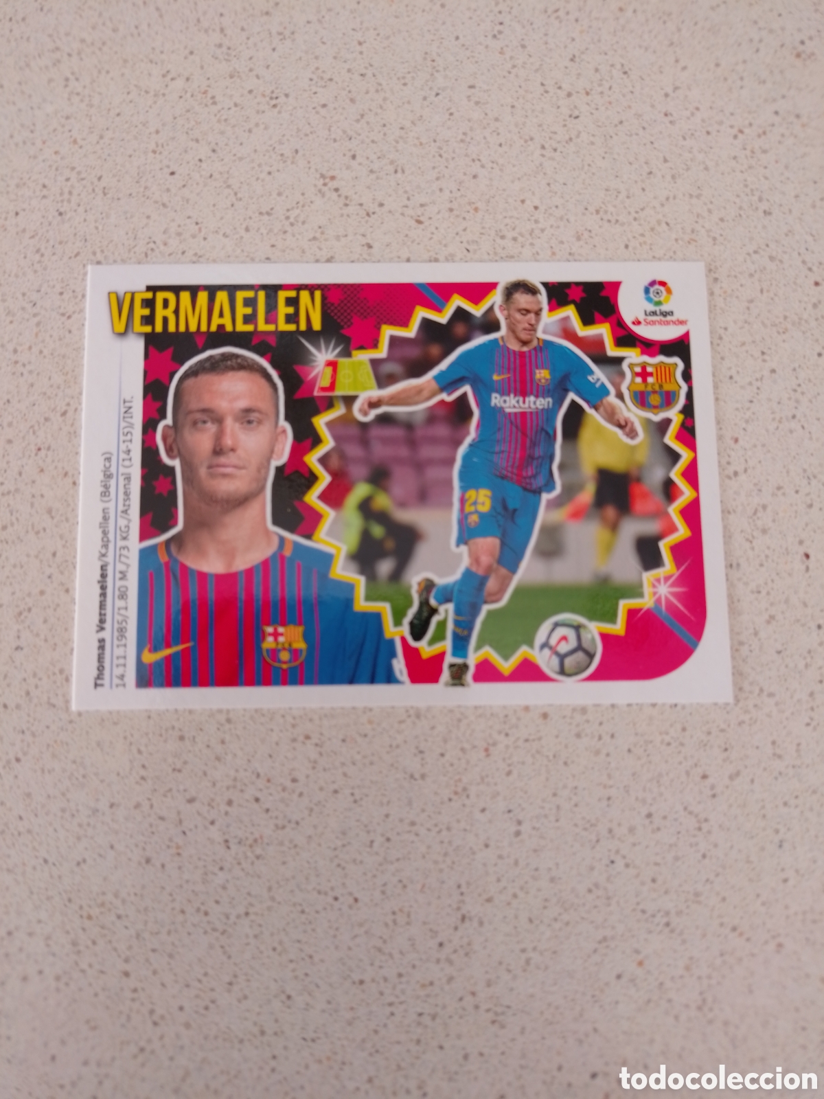 Cromos de F&uacute;tbol: CROMO N&Uacute;MERO 4B VERMAELEN FC BARCELONA. LIGA ESTE 18/19.