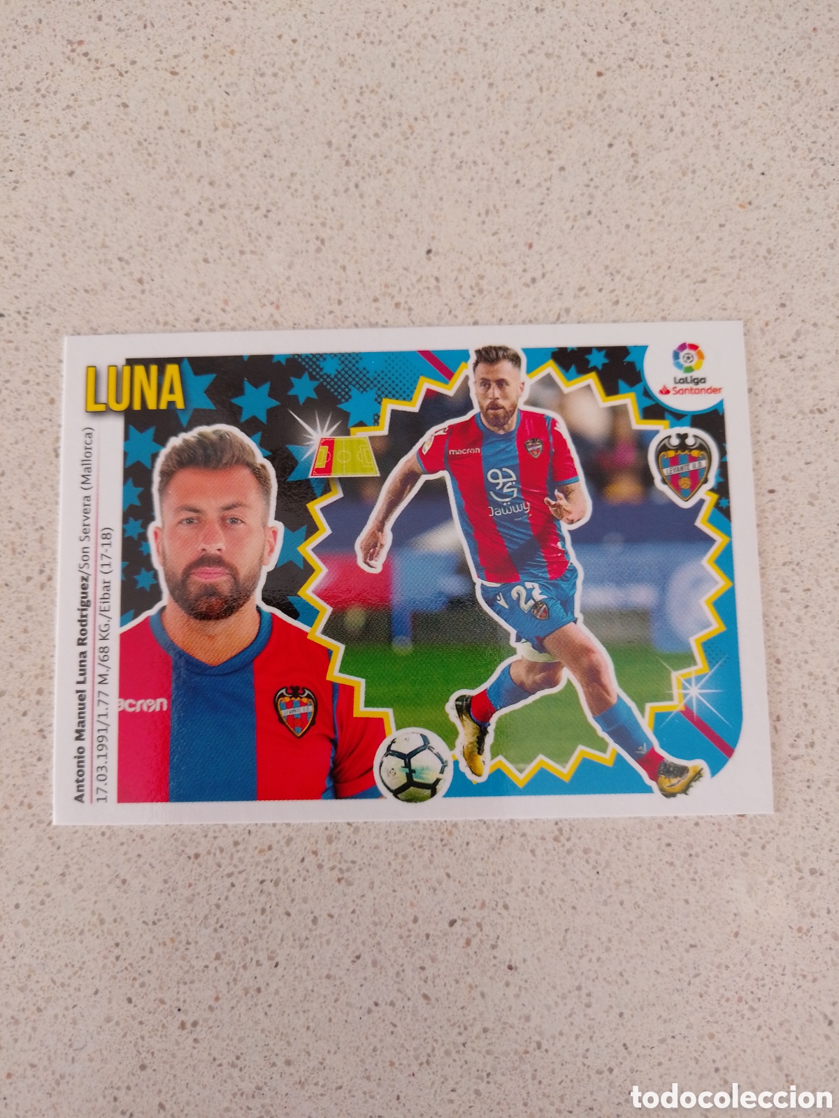Cromos de Futebol: CROMO N&Uacute;MERO 8A LUNA LEVANTE. LIGA ESTE 18/19.