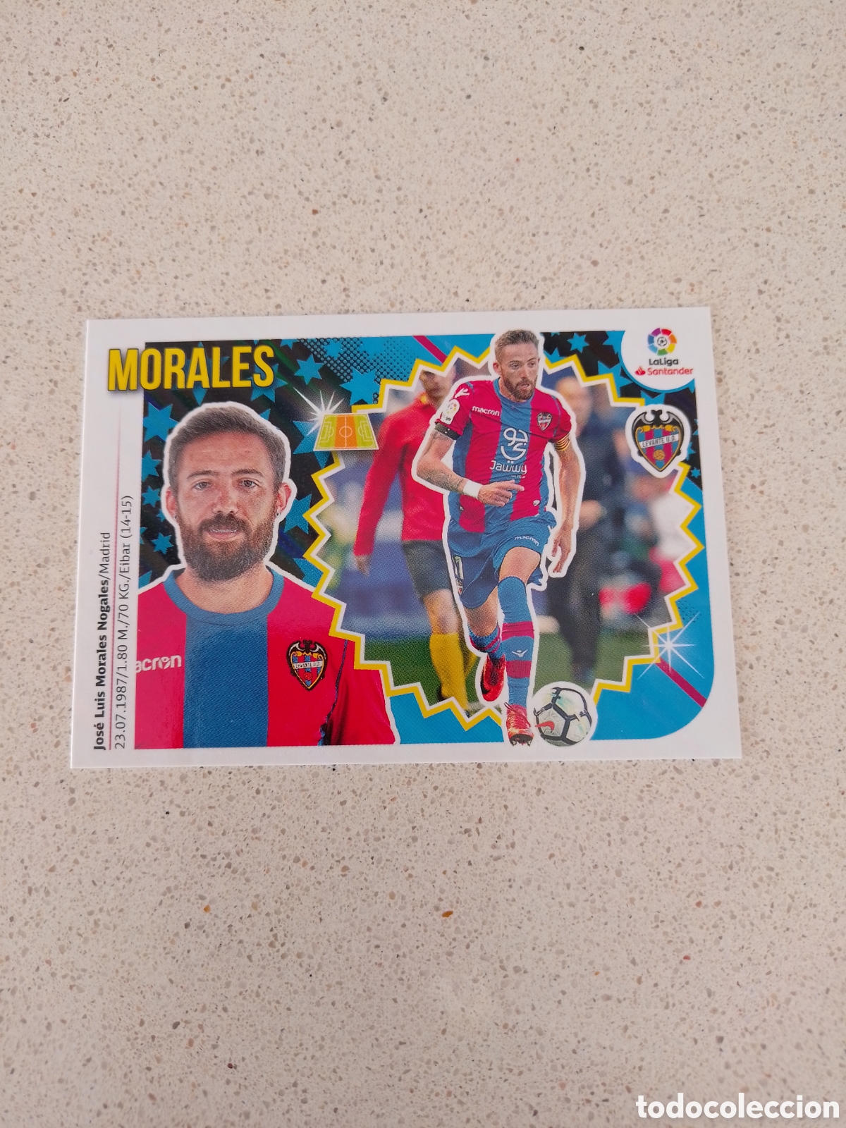 Cromos de Futebol: CROMO N&Uacute;MERO 13 MORALES LEVANTE. LIGA ESTE 18/19.
