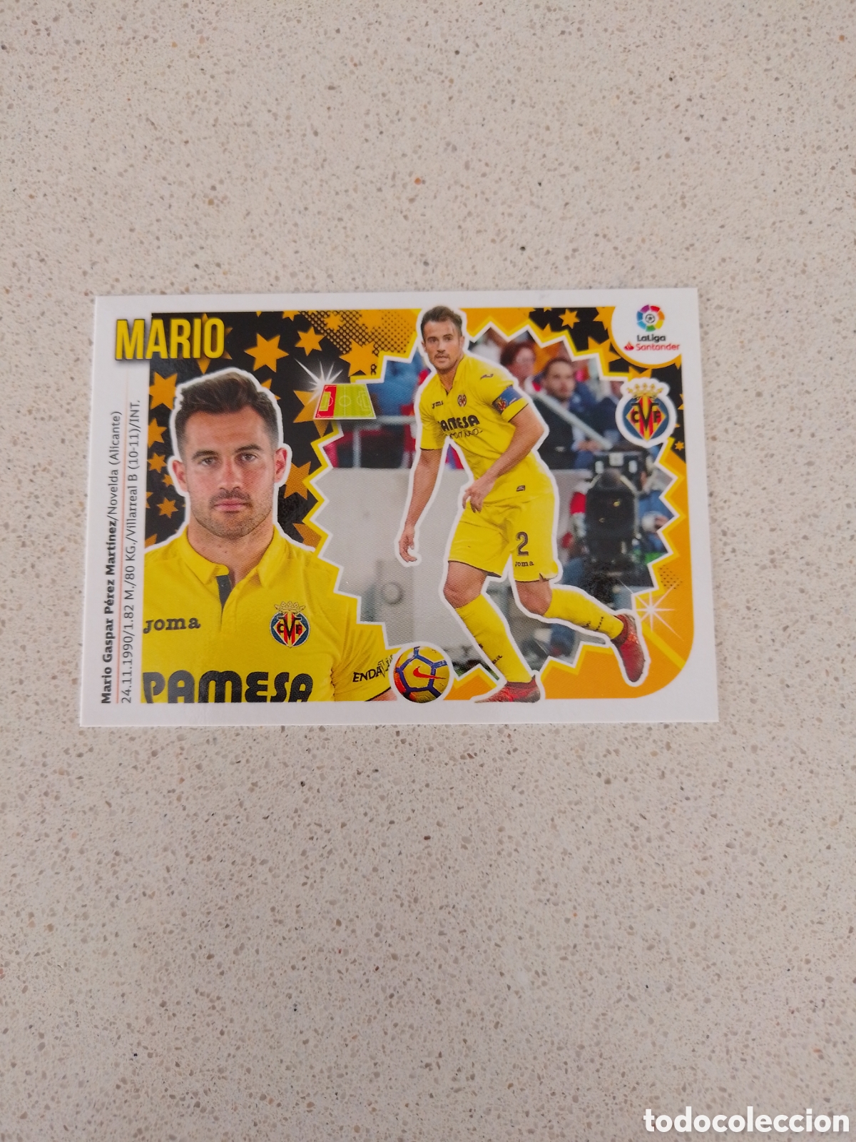 Cromos de F&uacute;tbol: CRIMO N&Uacute;MERO 3 MARIO VILLARREAL. LIGA ESTE 18/19.