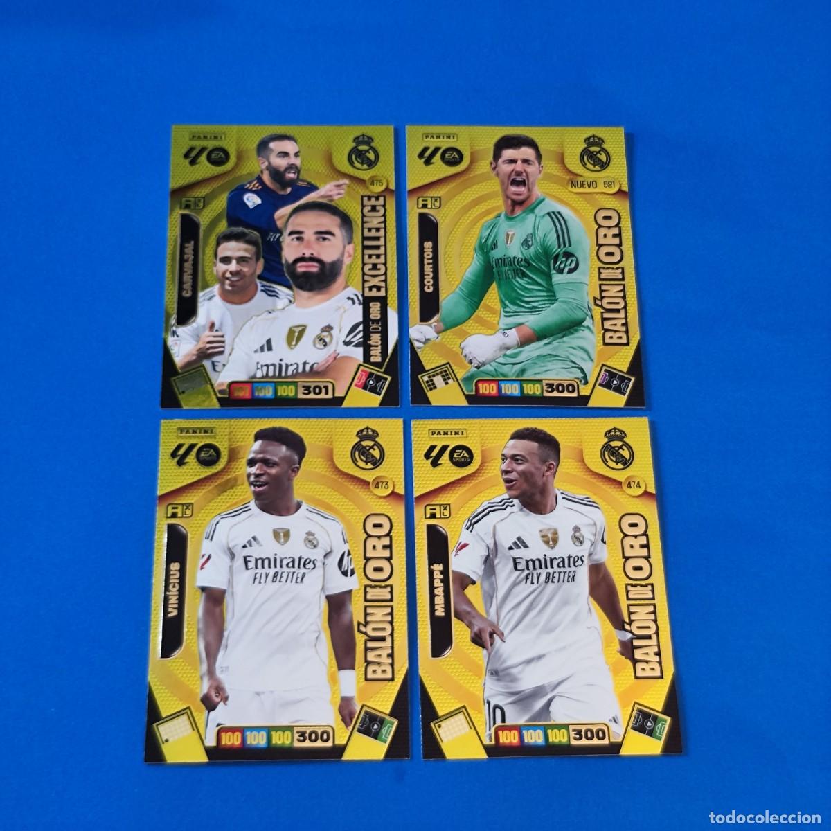 Cromos de F&uacute;tbol: Adrenalyn 2025 2026 / 25 26 Bal&oacute;n de Oro Courtois Mbapp&eacute; Vinicius Carvajal Excellence Real Madrid