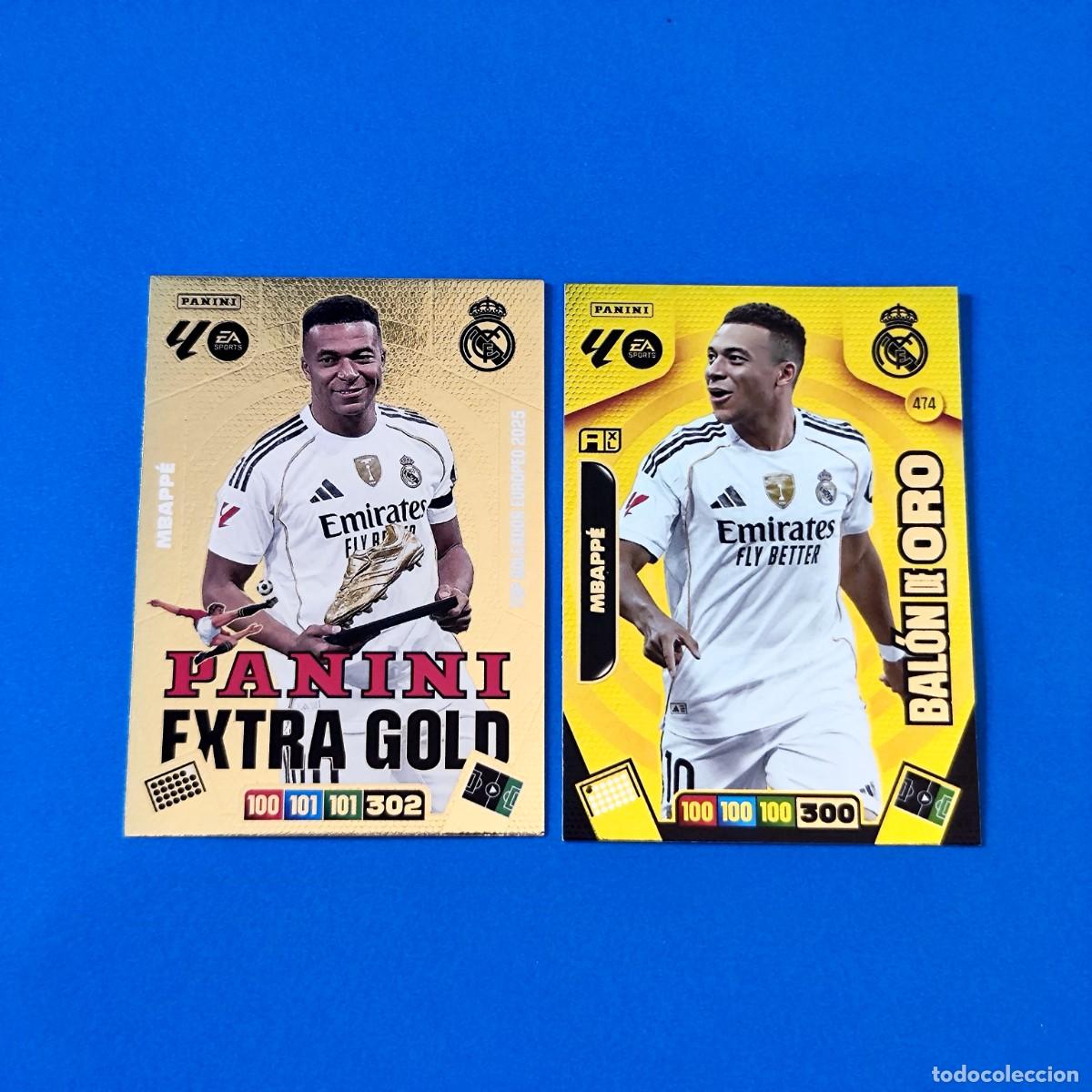Cromos de F&uacute;tbol: Adrenalyn 2025 2026 / 25 26 Extra Gold Panini - Bal&oacute;n de Oro Mbapp&eacute; 474 Real Madrid