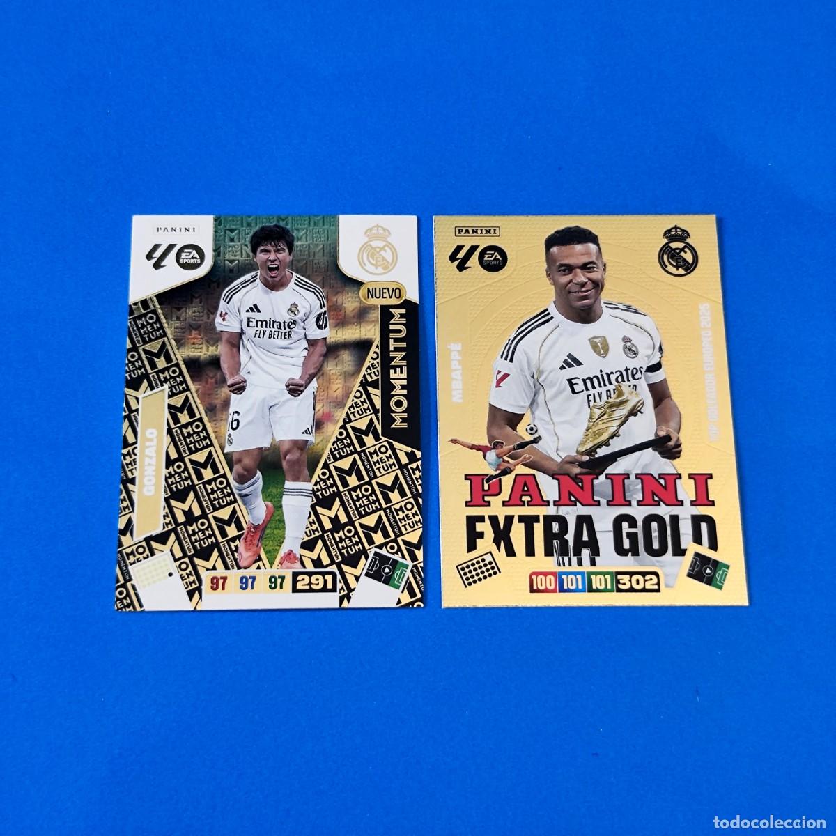 Cromos de F&uacute;tbol: Adrenalyn 2025 2026 / 25 26 Panini Extra Gold Mbapp&eacute; - Momentum Gonzalo Real Madrid