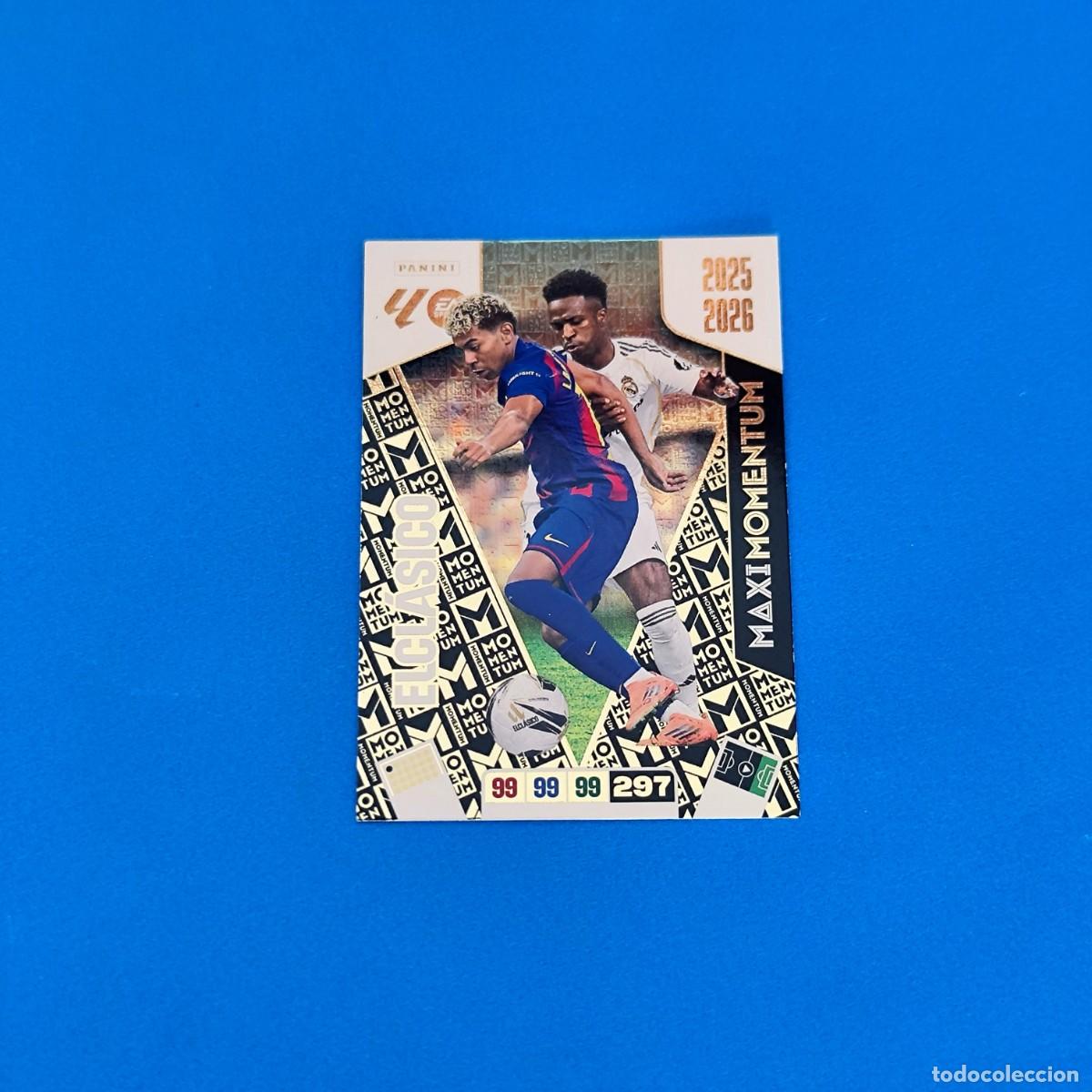 Cromos de F&uacute;tbol: Adrenalyn 2025 2026 / 25 26 Maxi Momentum El Cl&aacute;sico Lamine Yamal Barcelona Vinicius Real Madrid