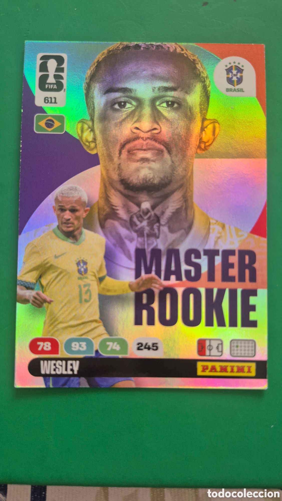 Cromos de F&uacute;tbol: CROMO CARD ADRENALYN MUNDIAL WORLD CUP 2026 MASTER ROOKIE 611 WESLEY BRASIL