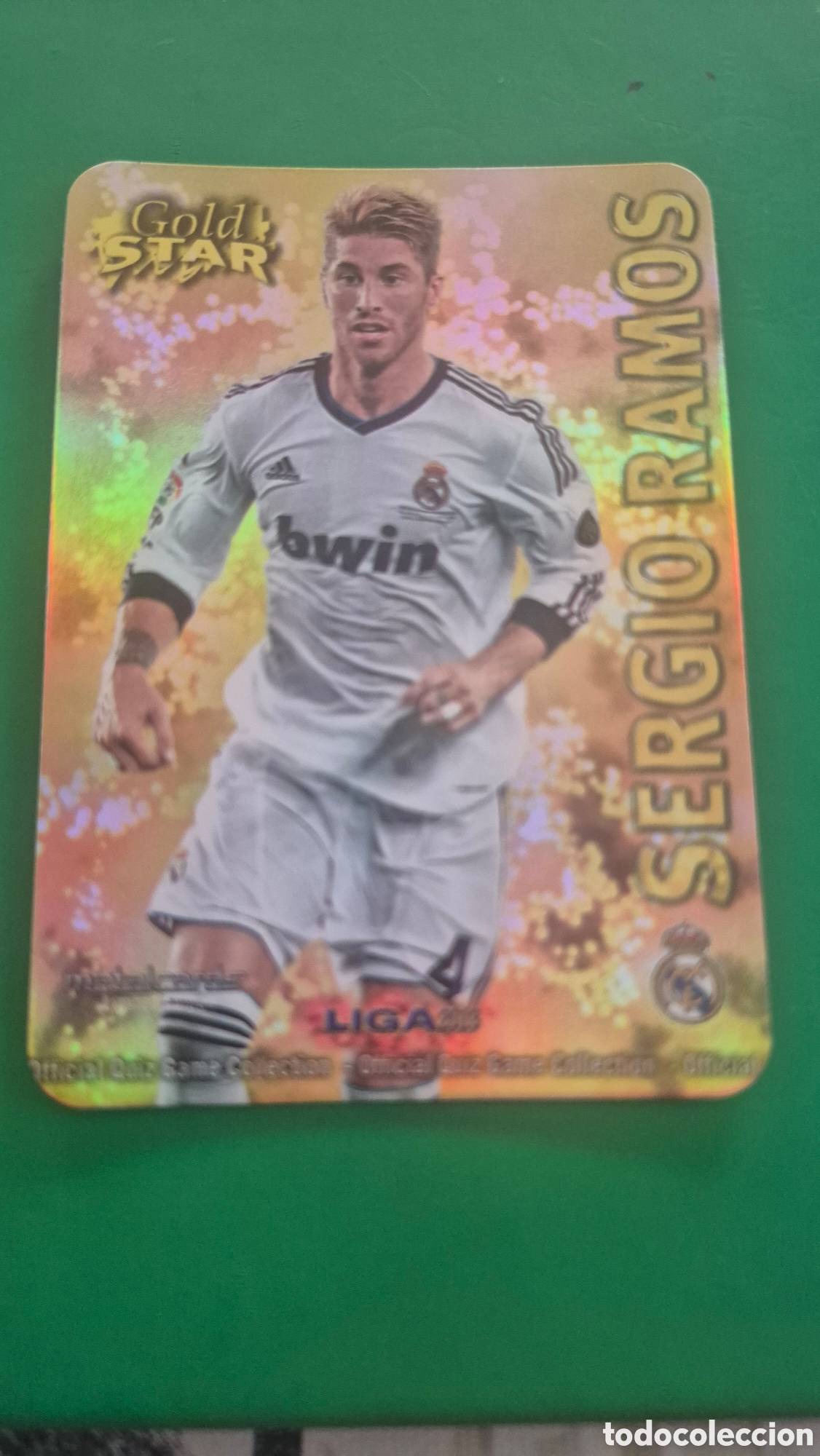 Cromos de F&uacute;tbol: MUNDICROMO QUIZ GAME 2013 ( 12-13 ) GOLD STAR SERGIO RAMOS-R. MADRID CF (FONDO BRILLO LISO )