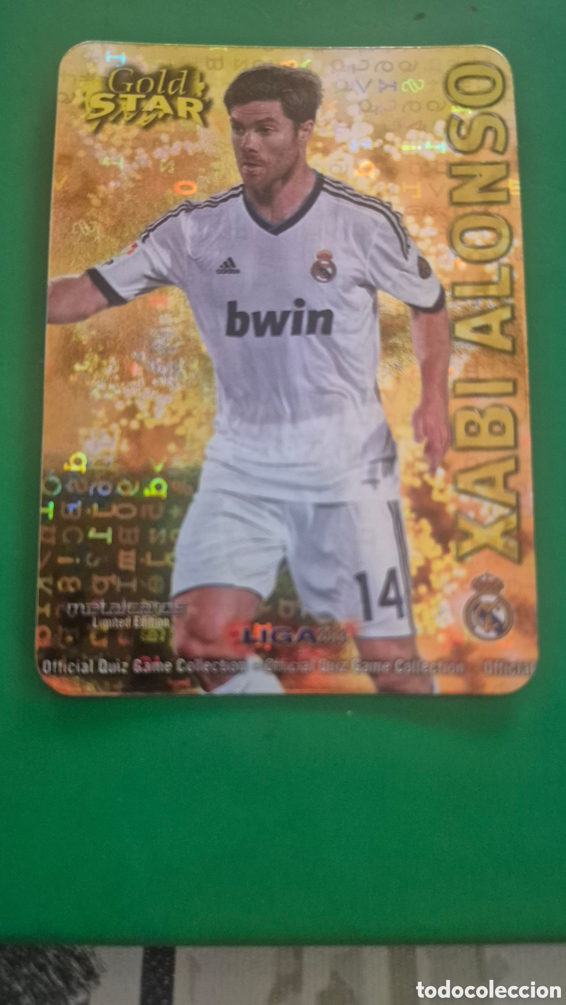 Fu&szlig;ball-Sticker: GOLD STAR 5/45 XABI ALONSO LETRAS REAL MADRID CROMOS MUNDICROMO QUIZ GAME 2012 2013 12 13