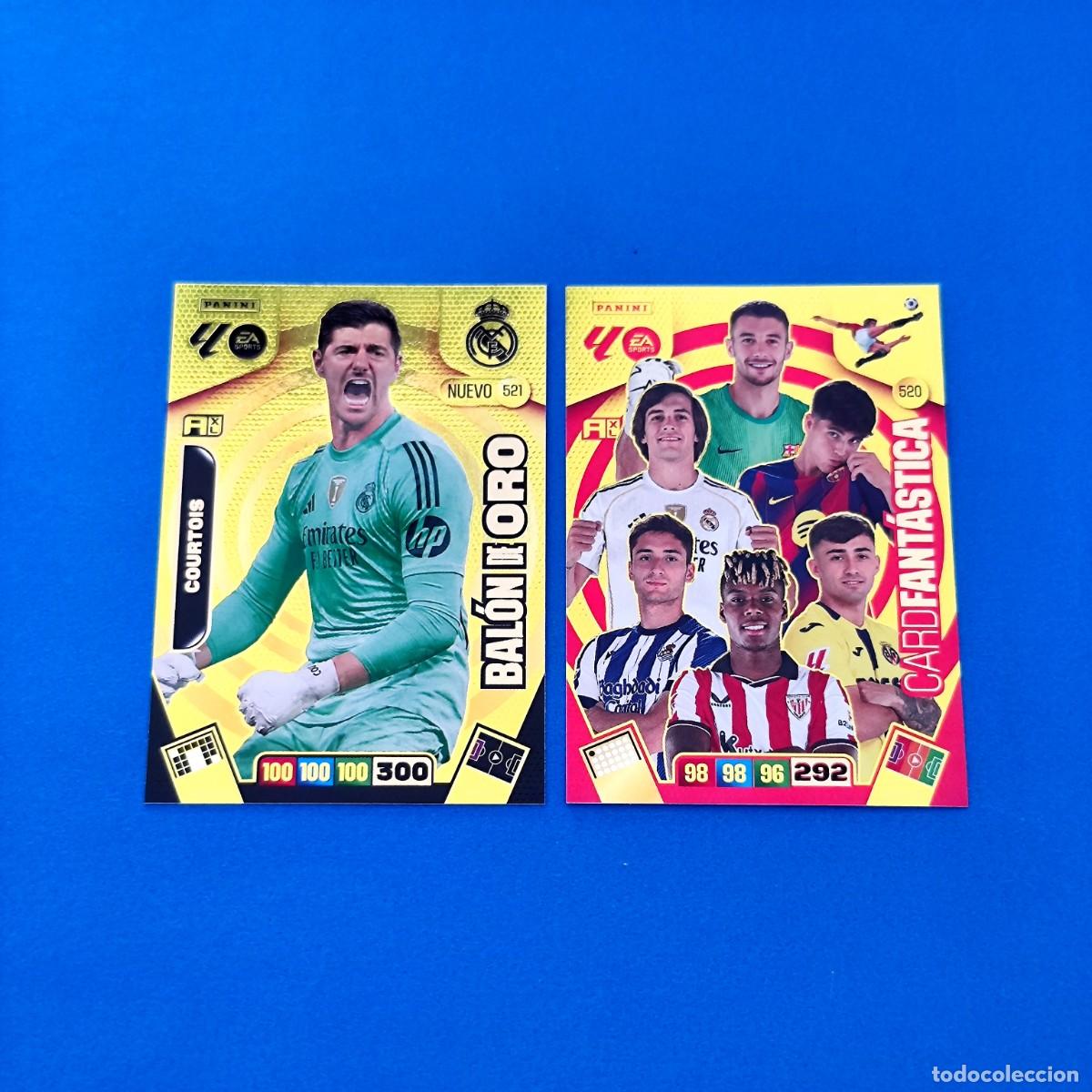 Cromos de F&uacute;tbol: Adrenalyn 2025 2026 / 25 26 476 Card Fant&aacute;stica 520 - Nuevo Bal&oacute;n de Oro Courtois 521 Real Madrid