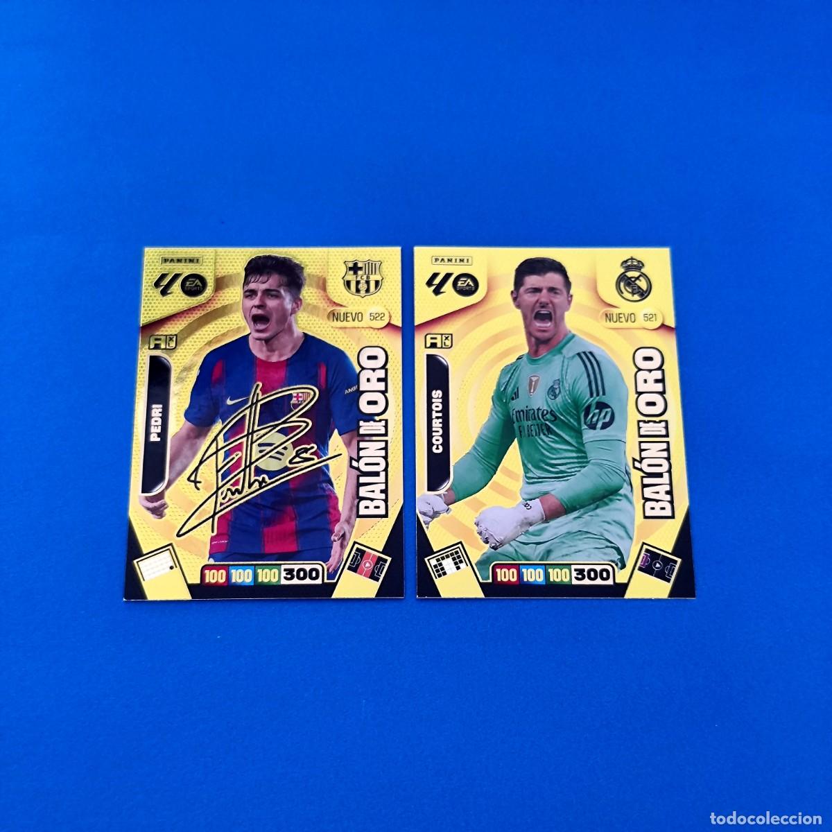 Cromos de F&uacute;tbol: Adrenalyn 2025 2026 / 25 26 Nuevo Bal&oacute;n de Oro Courtois 521 Real Madrid - Pedri 522 Barcelona