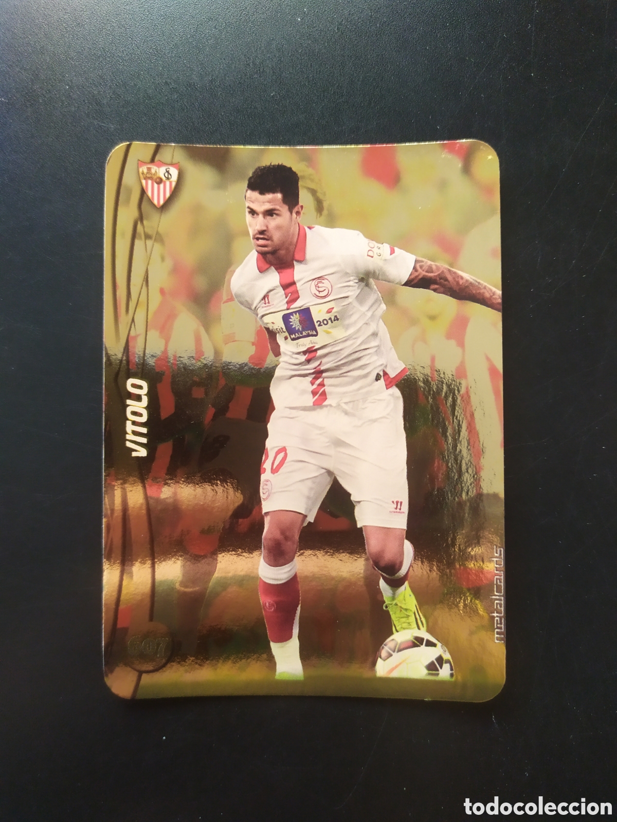 Cromos de F&uacute;tbol: Mundicromo fichas Liga 2014 2015 14 15 Vitolo top brillo liso dorado n&deg; 607 Sevilla